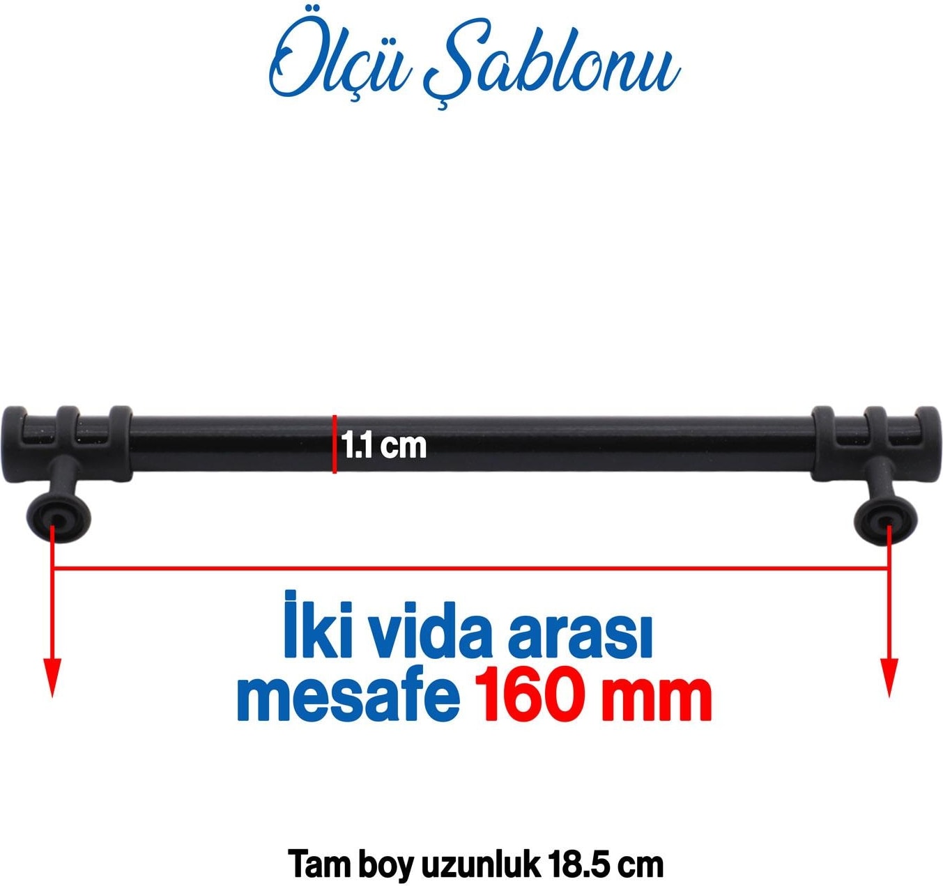 Metal Kulp Mobilya Mutfak Dolabı Çekmece Dolap Kulpları Kapak Kulpu Kulbu Siyah 160 mm