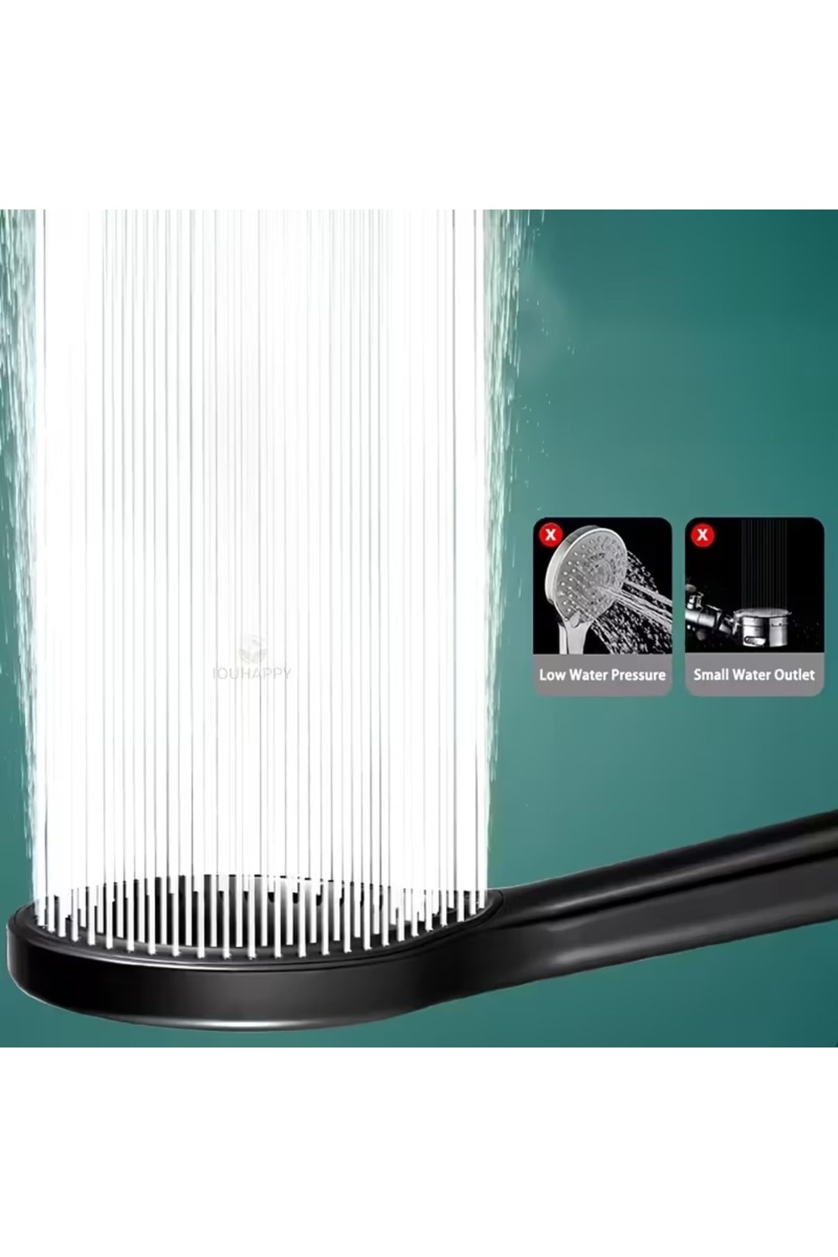 Siyah Yağmur Model Duş Başlığı Seti – Yüksek Basınçlı & Dayanıklı PVC Hortumlu + Yapıştırma Mafsal