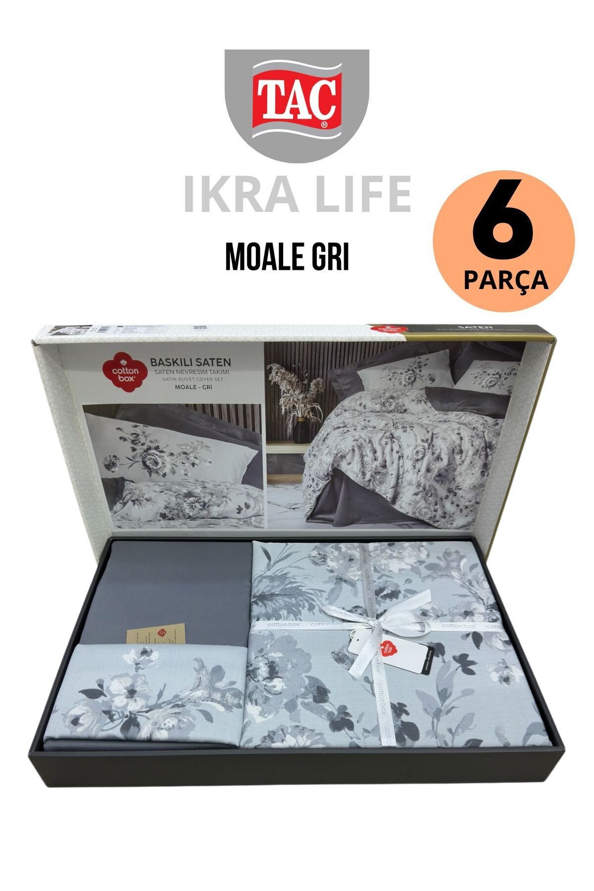 Moale gri Çift Kişilik Pamuk Saten Nevresim Takımı
