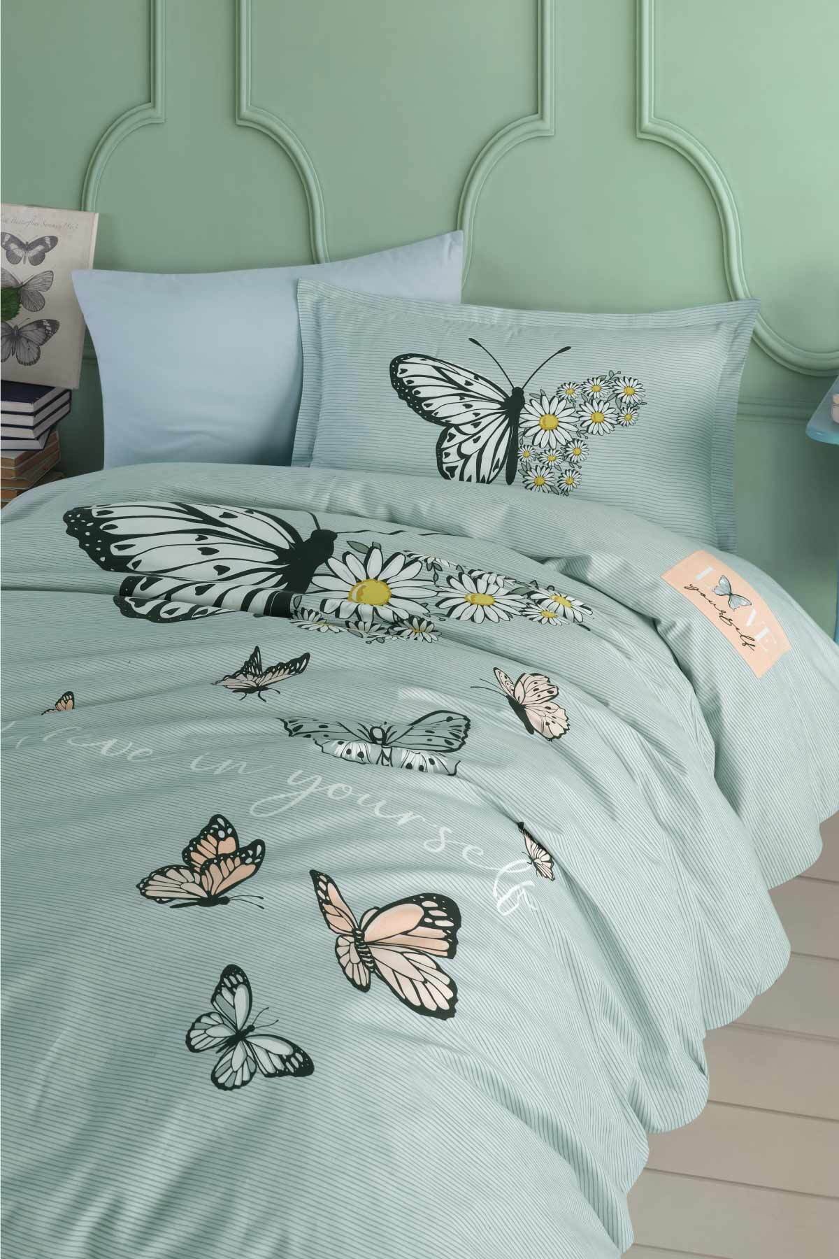 Genç Ranforce Tek Kişilik Nevresim Takımı Daisy Love V1 Mint
