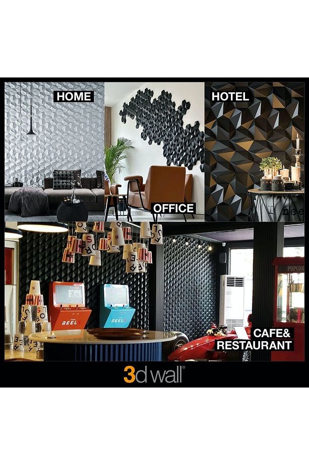 3 Boyutlu Dekoratif Duvar Paneli (-SİYAH-) (1M2)