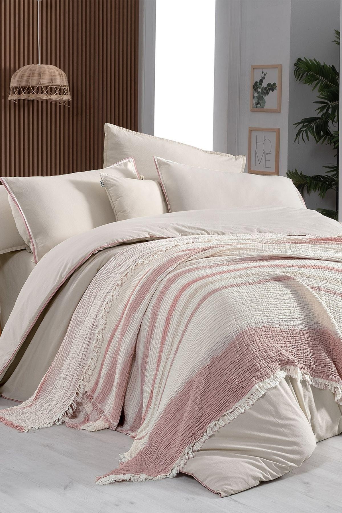 Mood Comfort Ribera Yatak Örtüsü Nevresim Takımı Tek Kişilik Bej