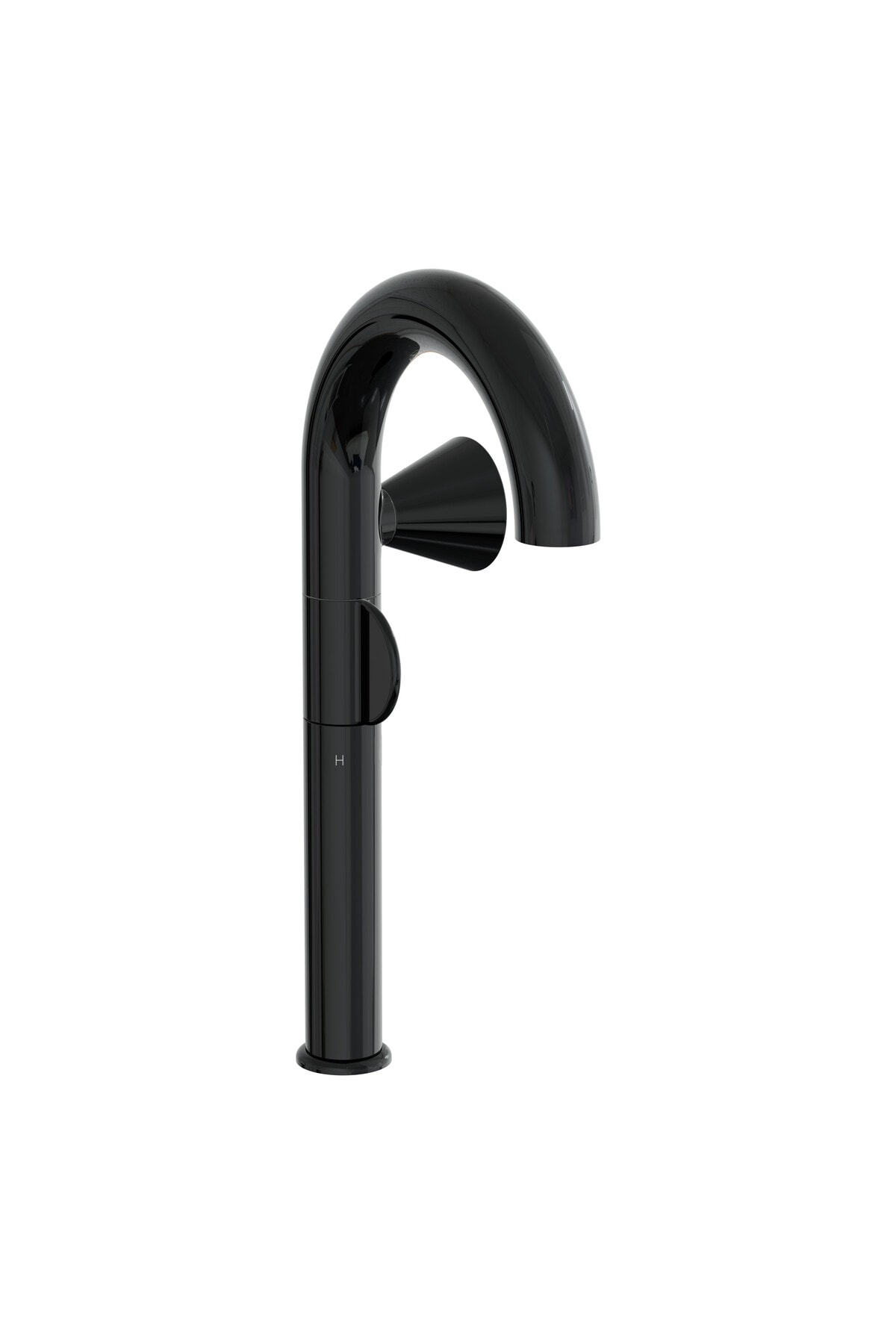 Liquid A4279139 Yüksek Lavabo Bataryası, Sağdan Kullanım, Parlak Siyah
