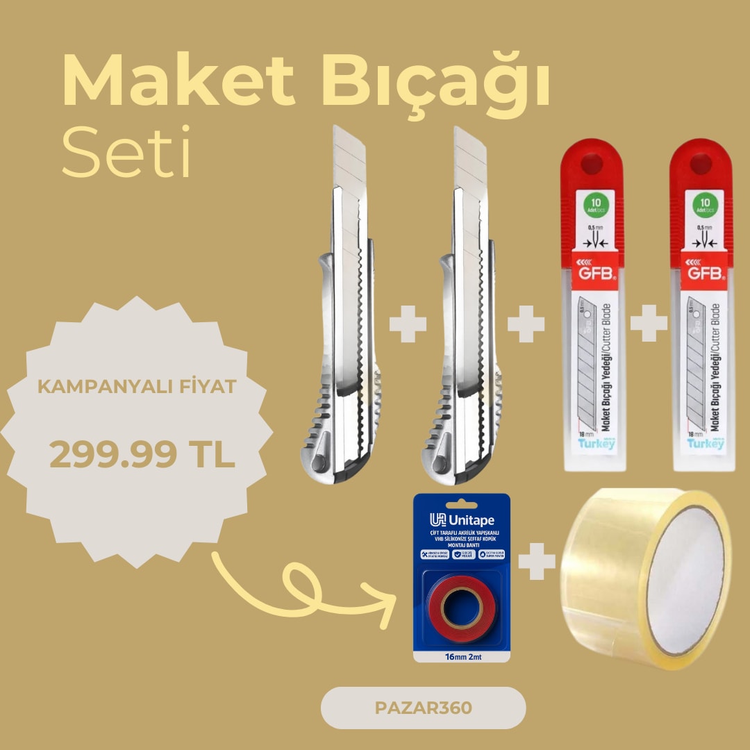 Maket Bıçağı Seti 2'li Alüminyum Maket Bıçağı