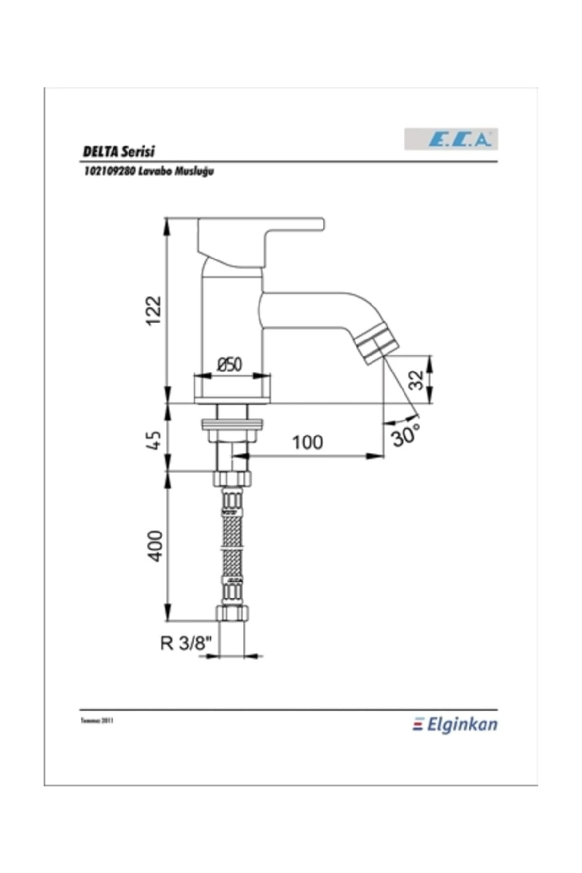 DELTA TEK SU GİRİŞLİ LAVABO BATARYASI (102109280)