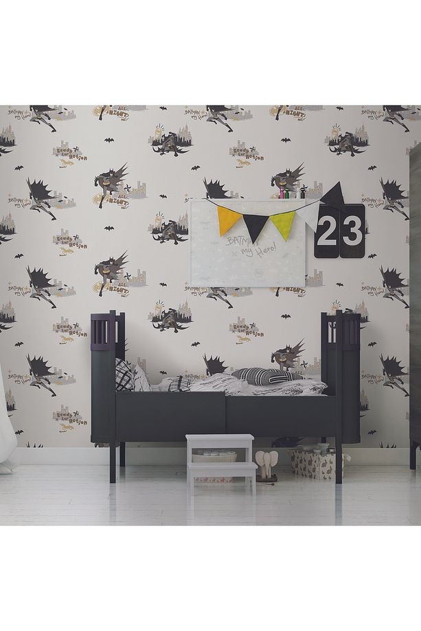 Ada Kids 8918-1 Duvar Kağıdı Gri Batman