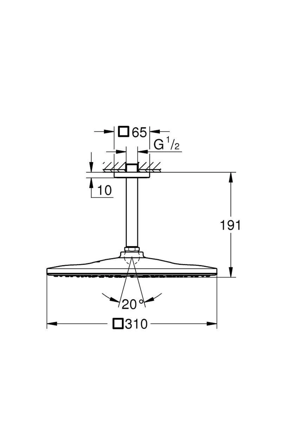 Rainshower Mono 310 Cube Tepe Duşu Seti 142mm Brushed Hard Graphite - 26566al0