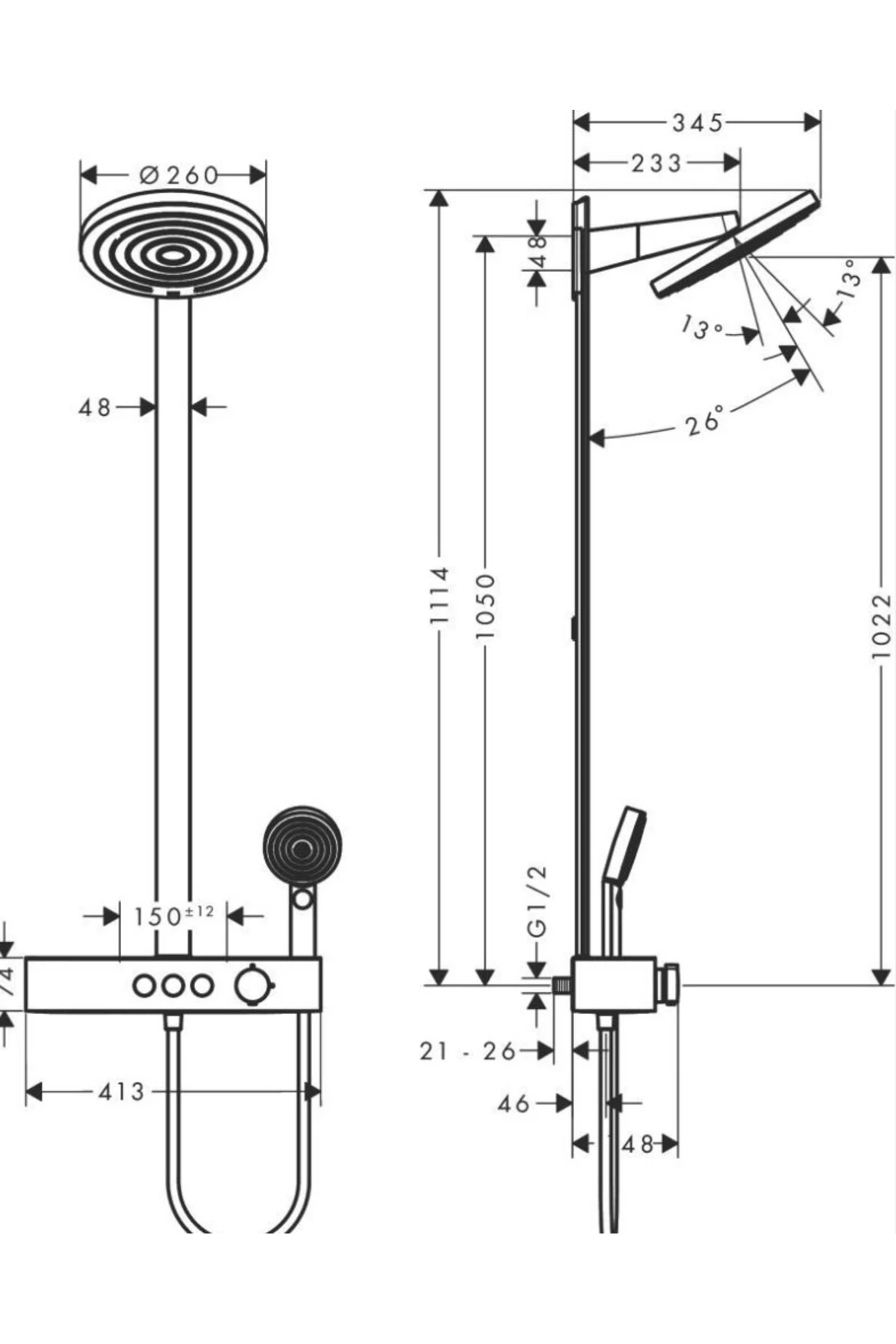 Pulsify S 260 2Jet Duş Kolonu Krom 24240000