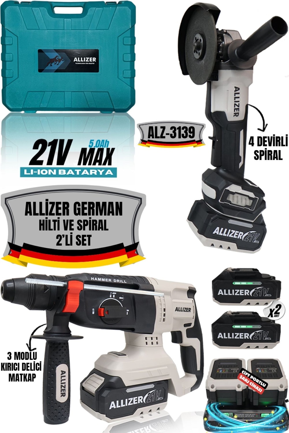 Allizer 2'li Set Gri (Hilti - Spiral)
