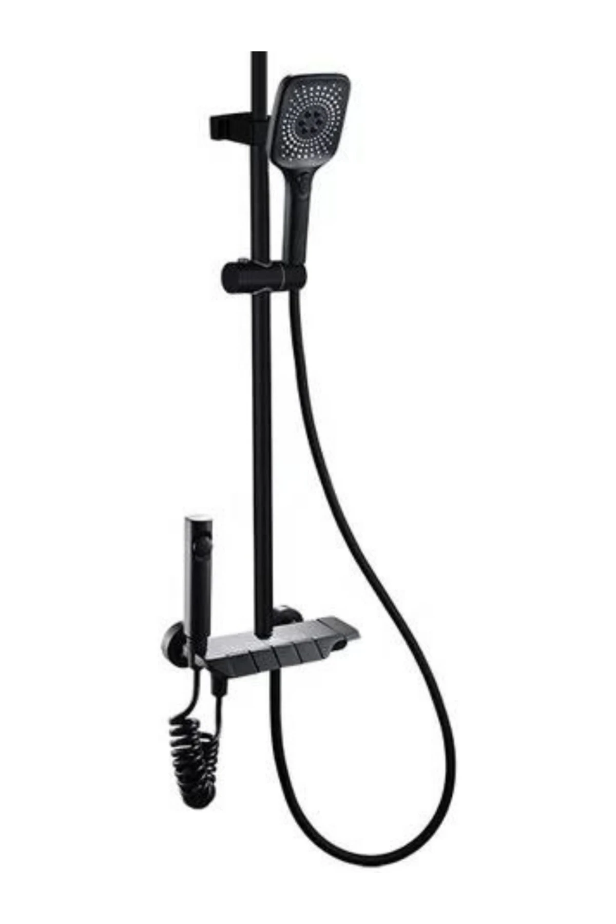 Piyano Siyah Robot Tepe Duş Seti Yağmur Tepe Banyo 4 Tuşlu Batarya Dahil Siyah Duş Seti Fleko