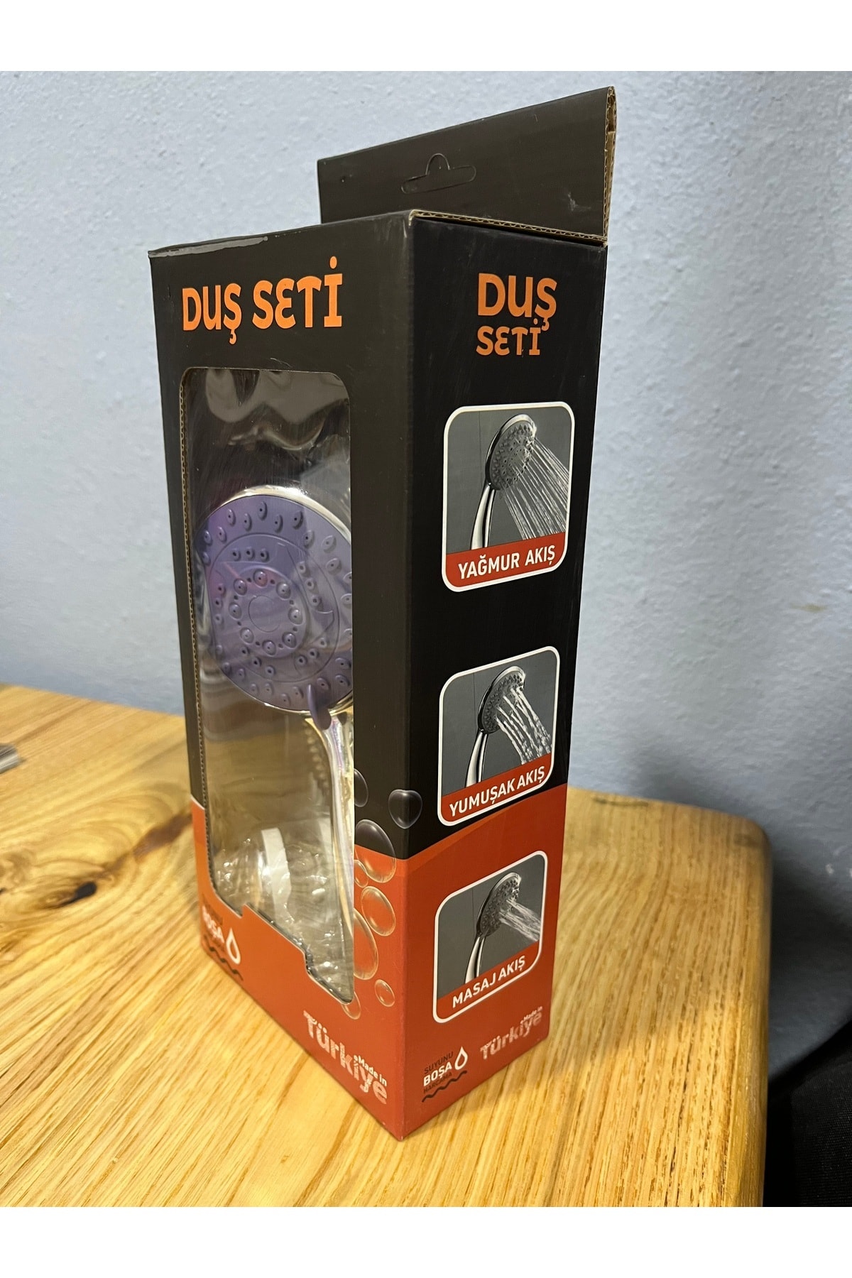 3 Fonksiyonlu Duş Başlığı ve Hortum - Gri, Su Tasarruflu, Konforlu Kullanım