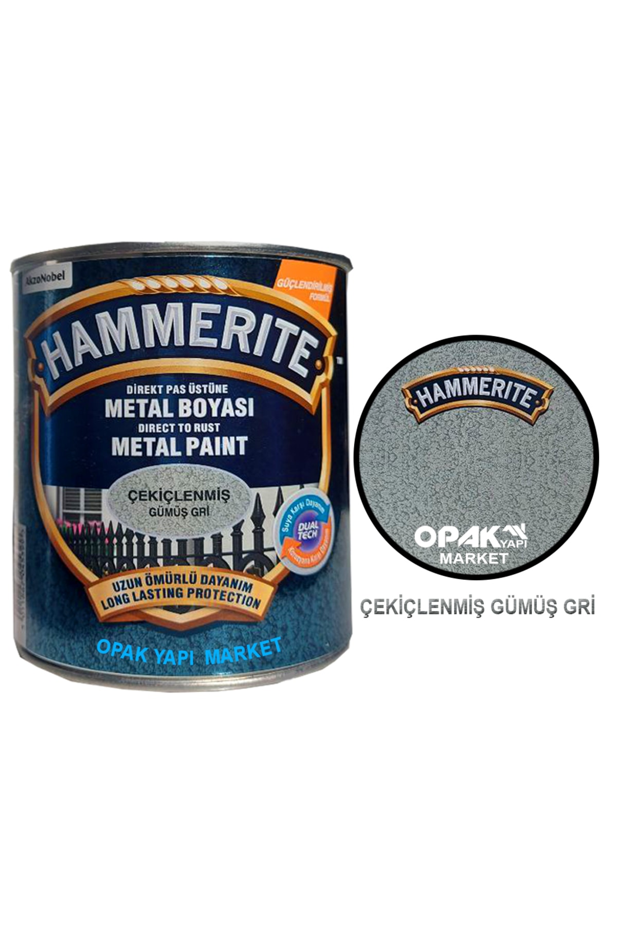 Hammerite Çekiçlenmiş Gümüş Gri 2,5lt (3,5 Kg)