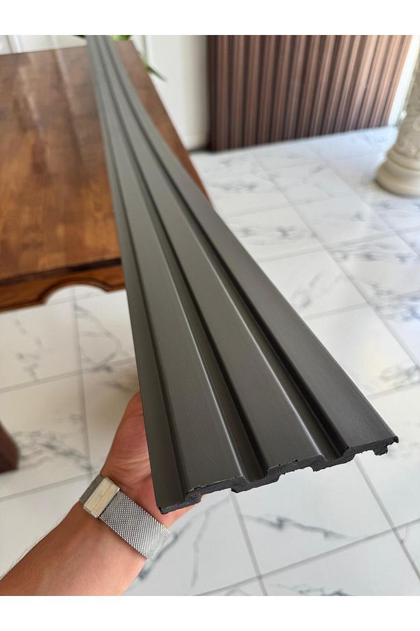 Pvc Polimer Full Antrasit Duvar Lambiri Ofis Tv Arkası Koridor Dekoratif Panel