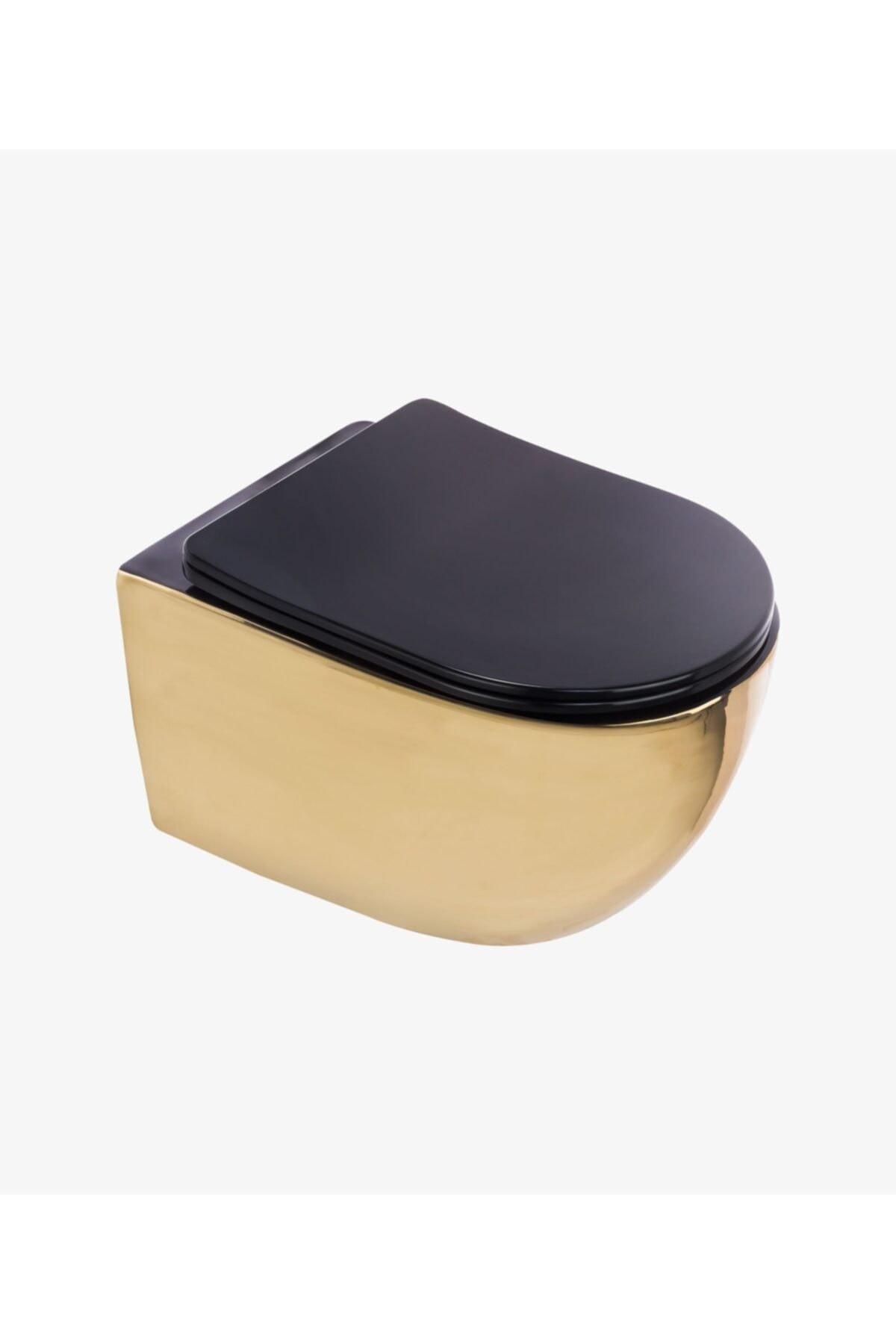 Pure Parlak Gold Sıyah Kanalsız Asma Klozet Wh-785+soft Kapak