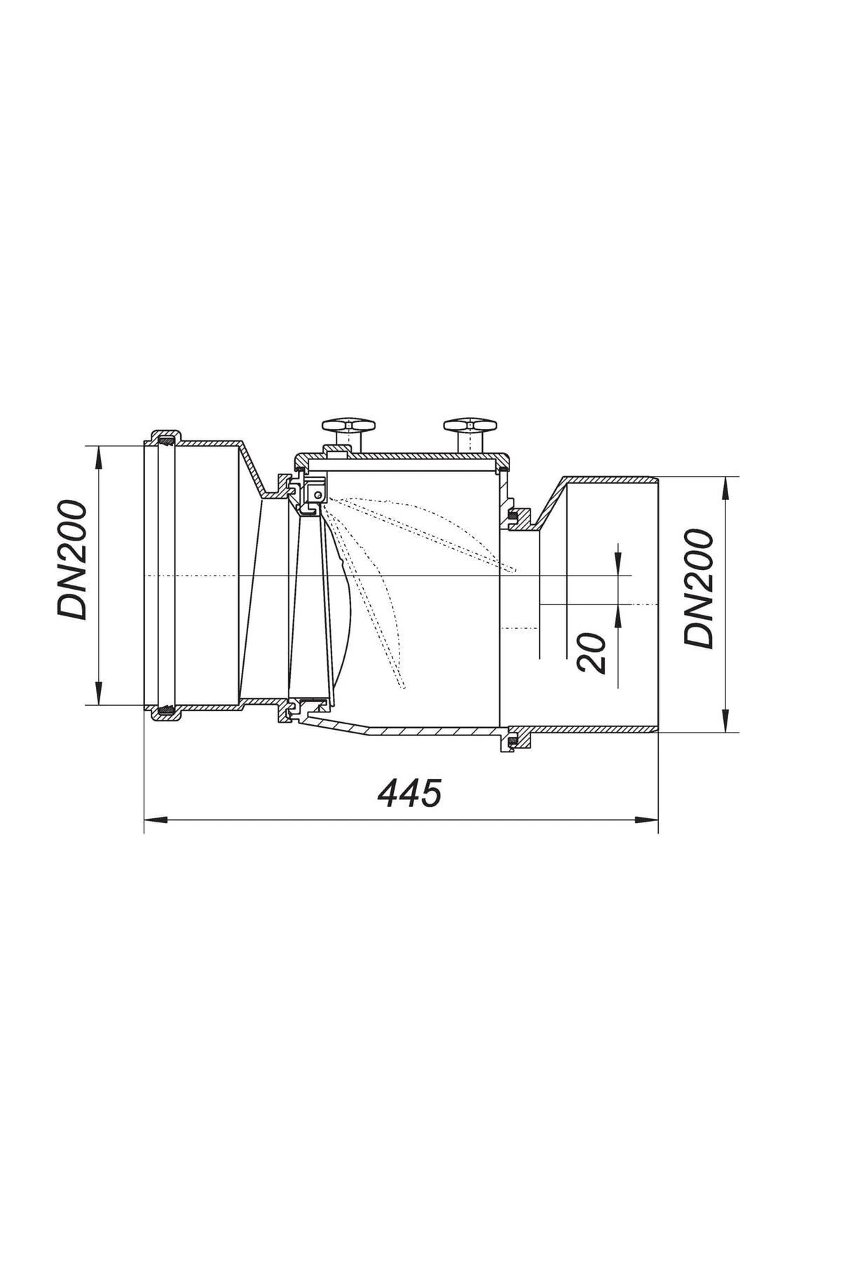 200'lük Atık Pis Su Çekvalfi Kanalizasyon Rögar Lağım Geri Tepme Önleyici Çalpara Cekvalfi Klapesi