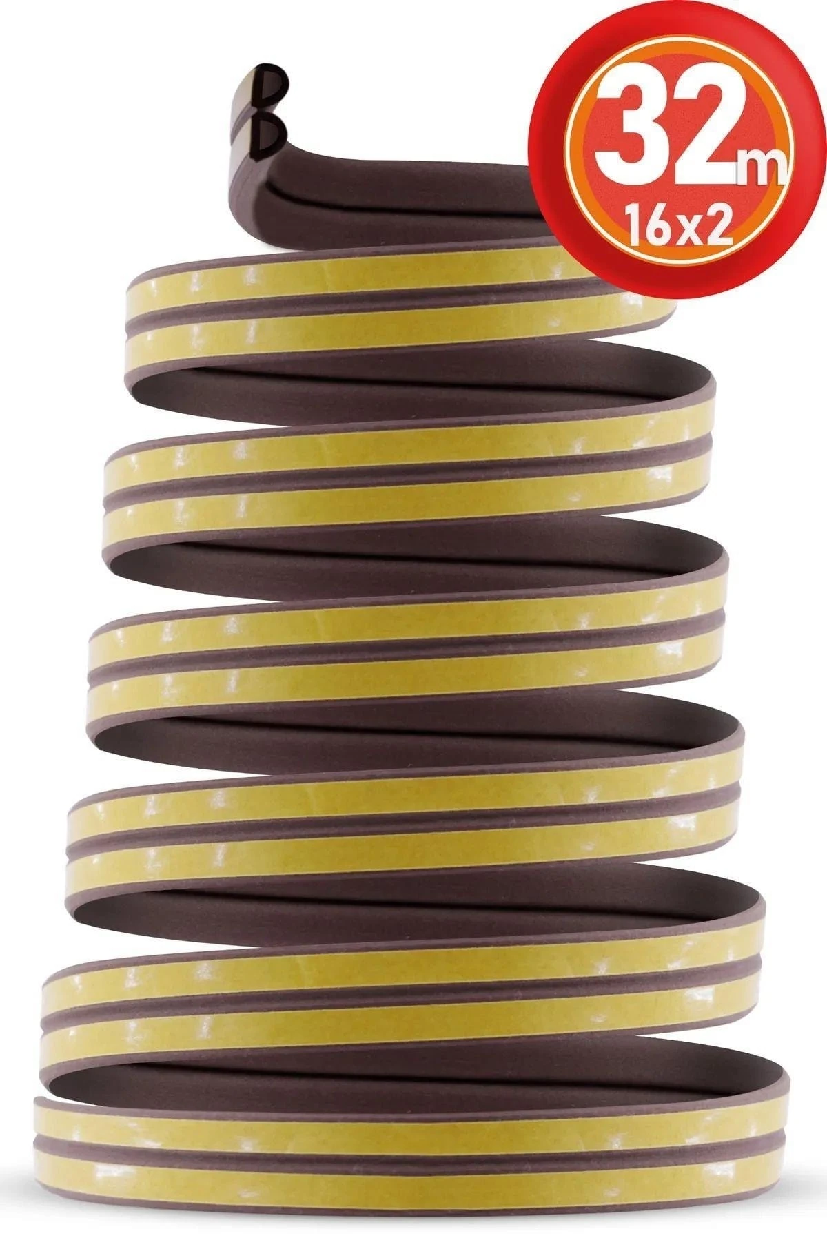 Kapı Pencere Bandı 16x2=32 Mt Su Geçirmez Izolasyon Fitili Ses Soğuk Isı Yalıtım Bandı (kahverengi)