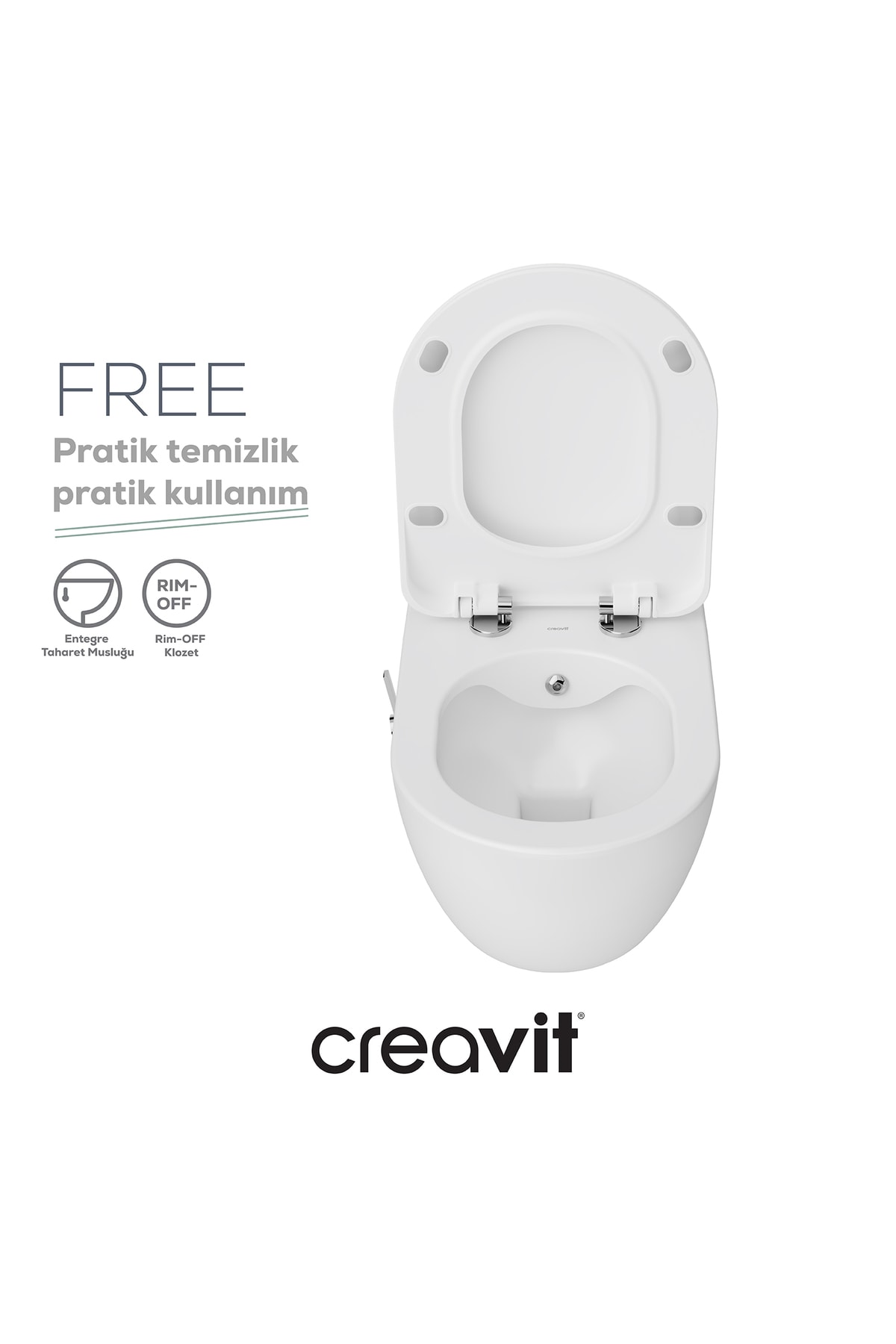 Free Rim-Off T.M Thermoplast Yavaş Kapanan Klozet Kapaklı Beyaz Set