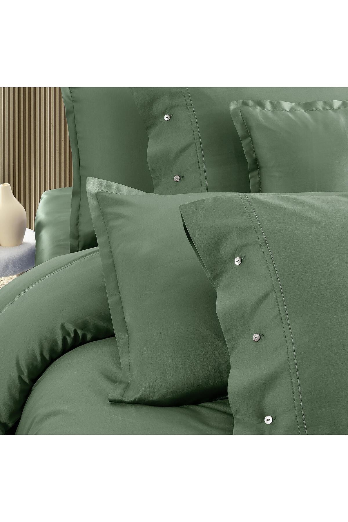 Monochrome Forest Green %100 Pamuk Saten ''300 TC" Nevresim Takımı  ÇK