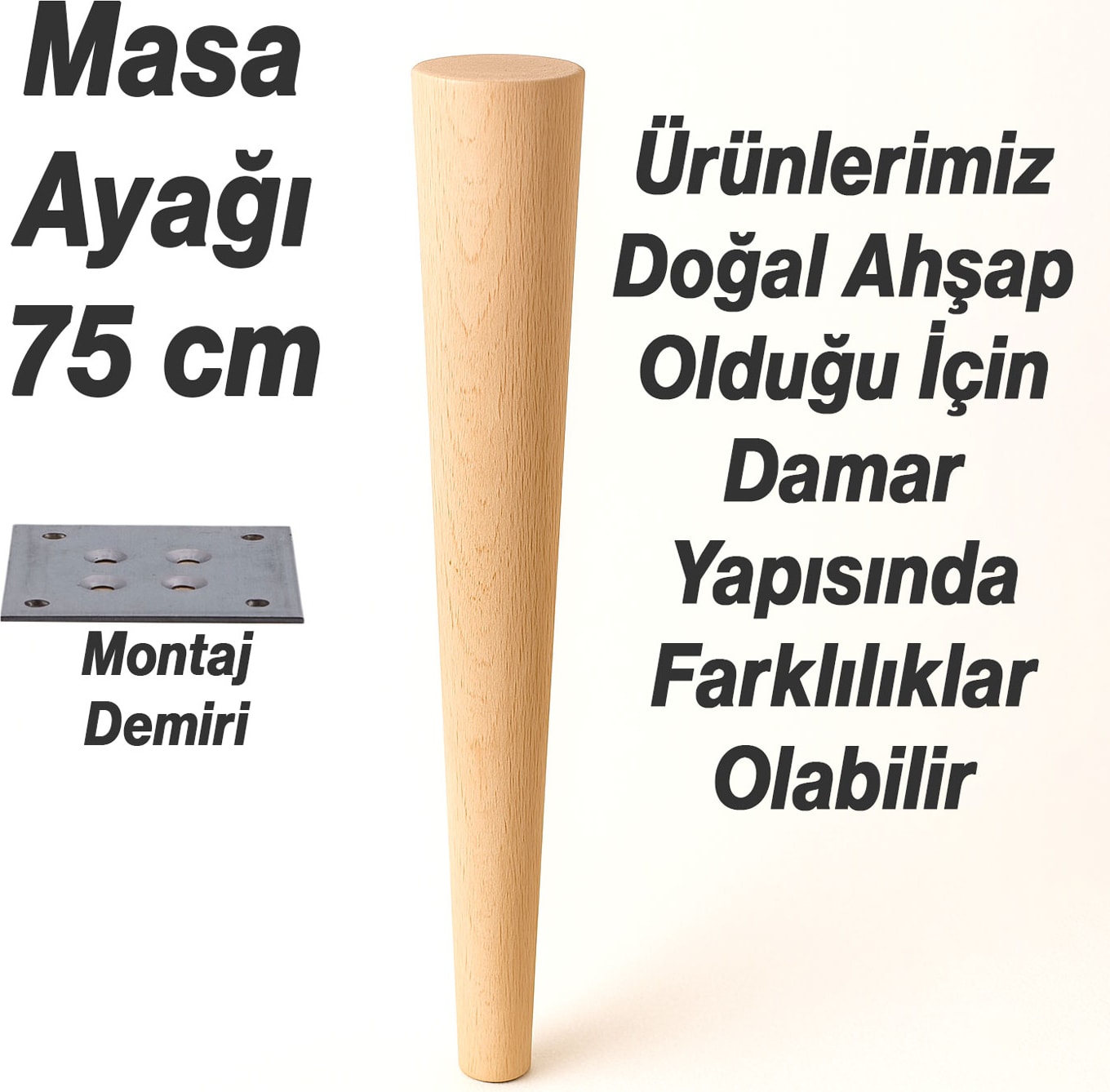 Bohem 75 CM Ahşap Masa Sehpa Ayağı 4 Adet Ham Doğal Ahşap Boyasız Bağlantı Aparatlı Mobilya Kanepe Ayakları