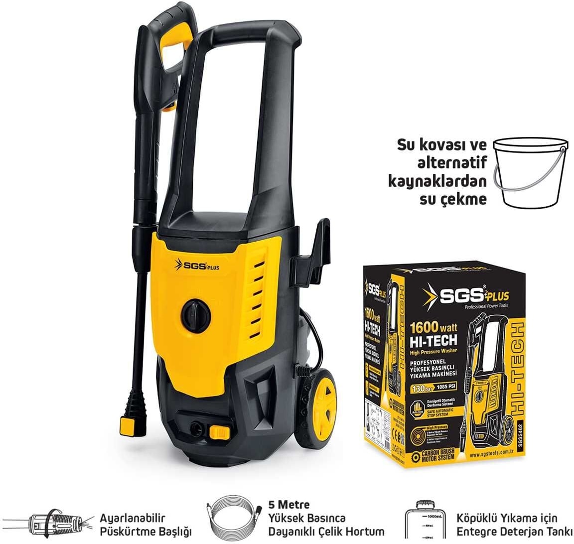 SGS5402 Elektrikli 130 Bar Yüksek Basınçlı Yıkama Makinesi 1600 Watt