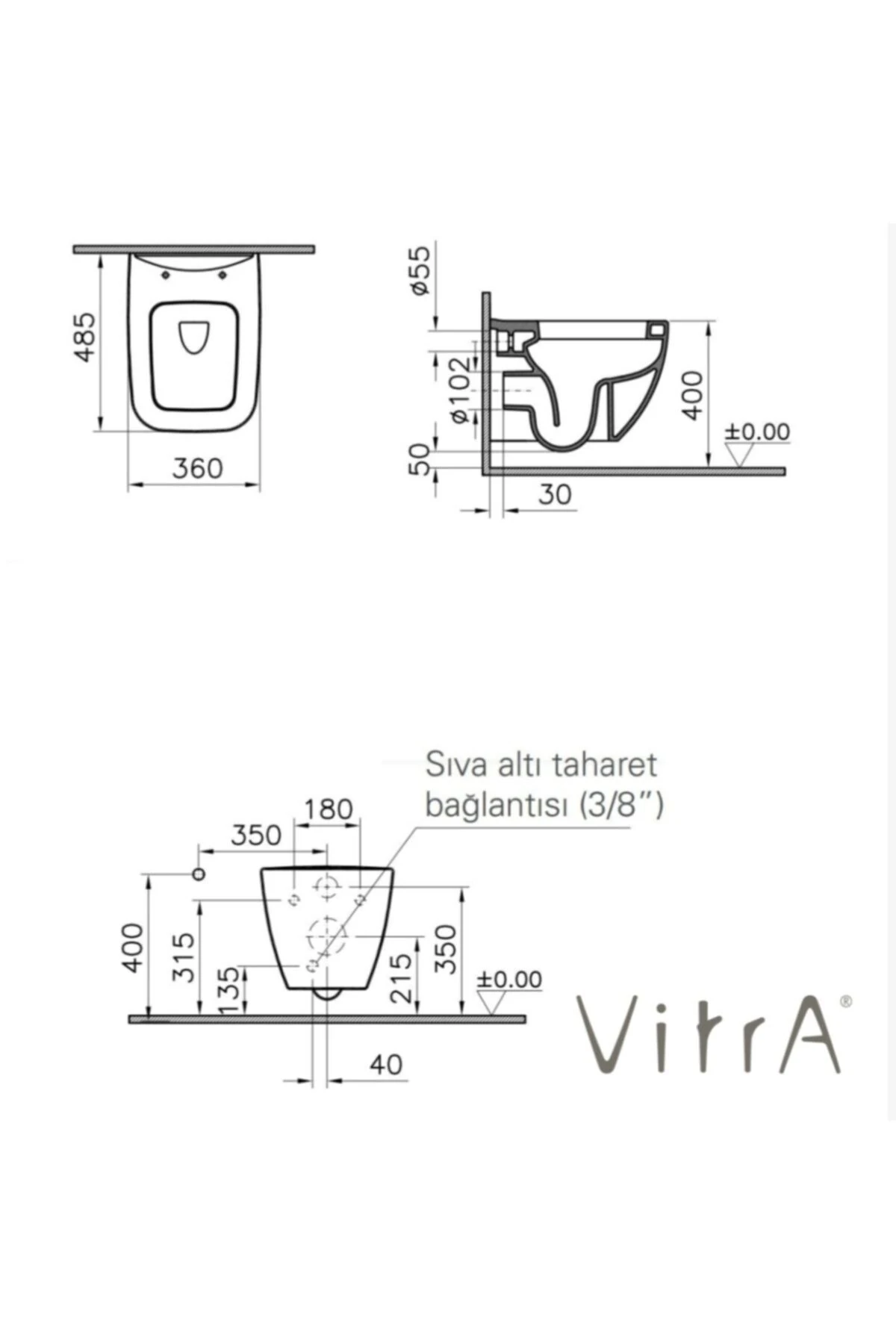 Shift Asma Klozet 48cm (KISA) Yavaş Kapanır Kapak Dahil - 4379b003-0090