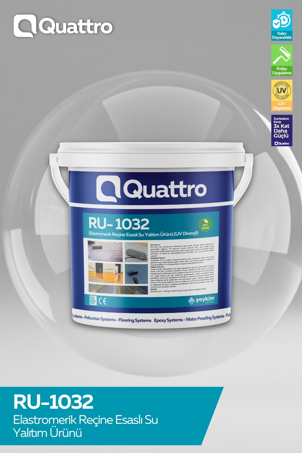 Quattro RU-1032 Elastromerik Reçine Esaslı Su Yalıtım Ürünü