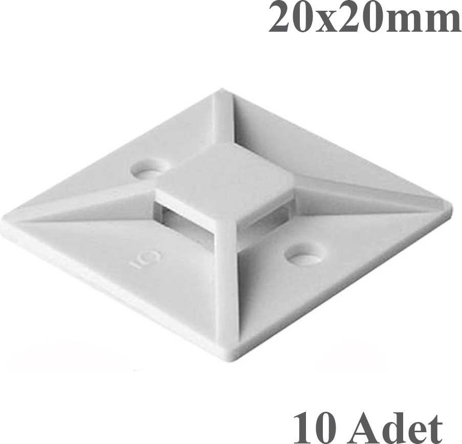 10 Adet 20X20 mm Yapışkanlı Kare Kroşe