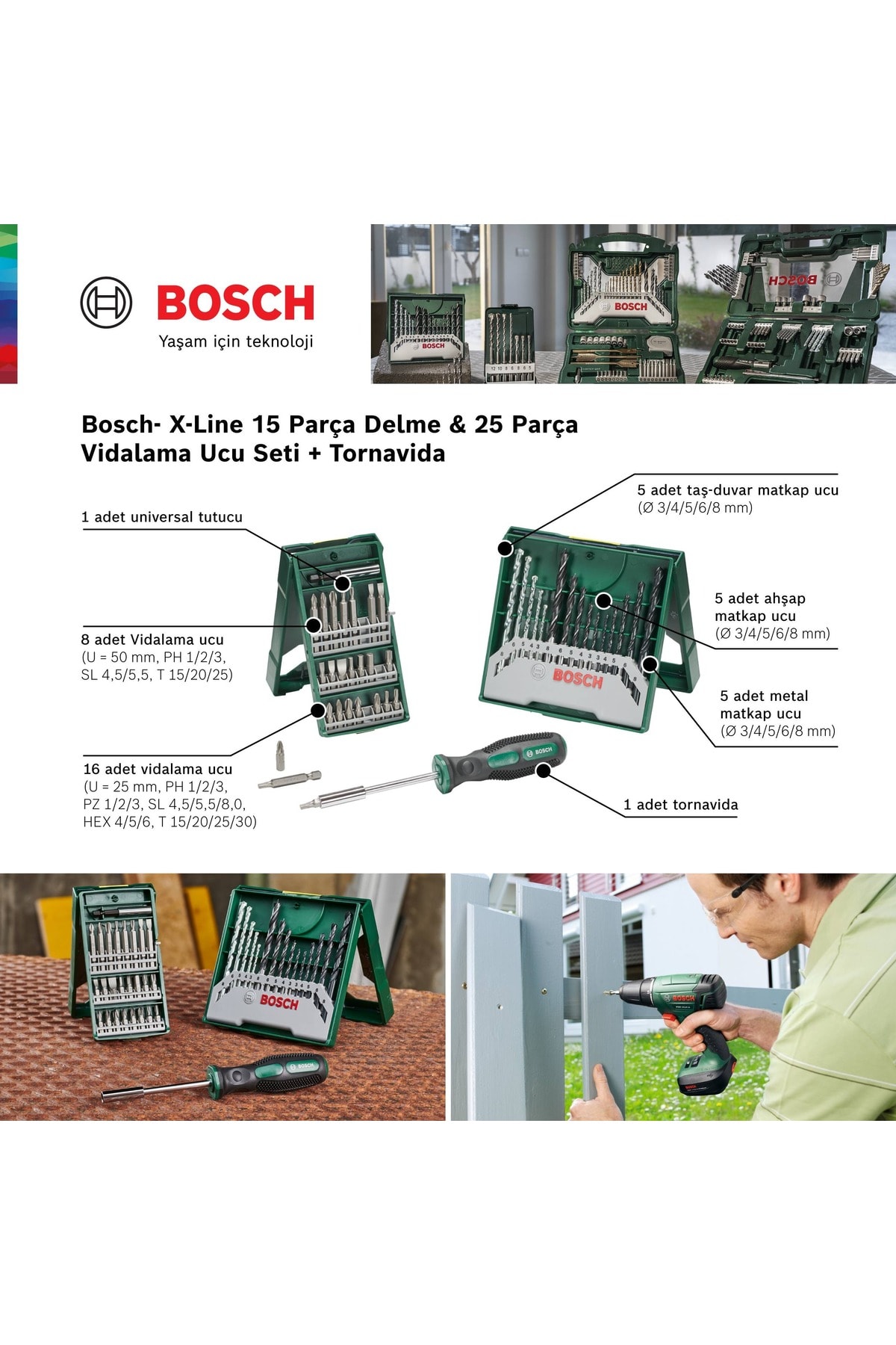 BOSCH Gsr 120 Li Akülü Vidalama + Gdr 120 Li Akülü Somun Sıkma Şarjlı Matkap Kombo Set