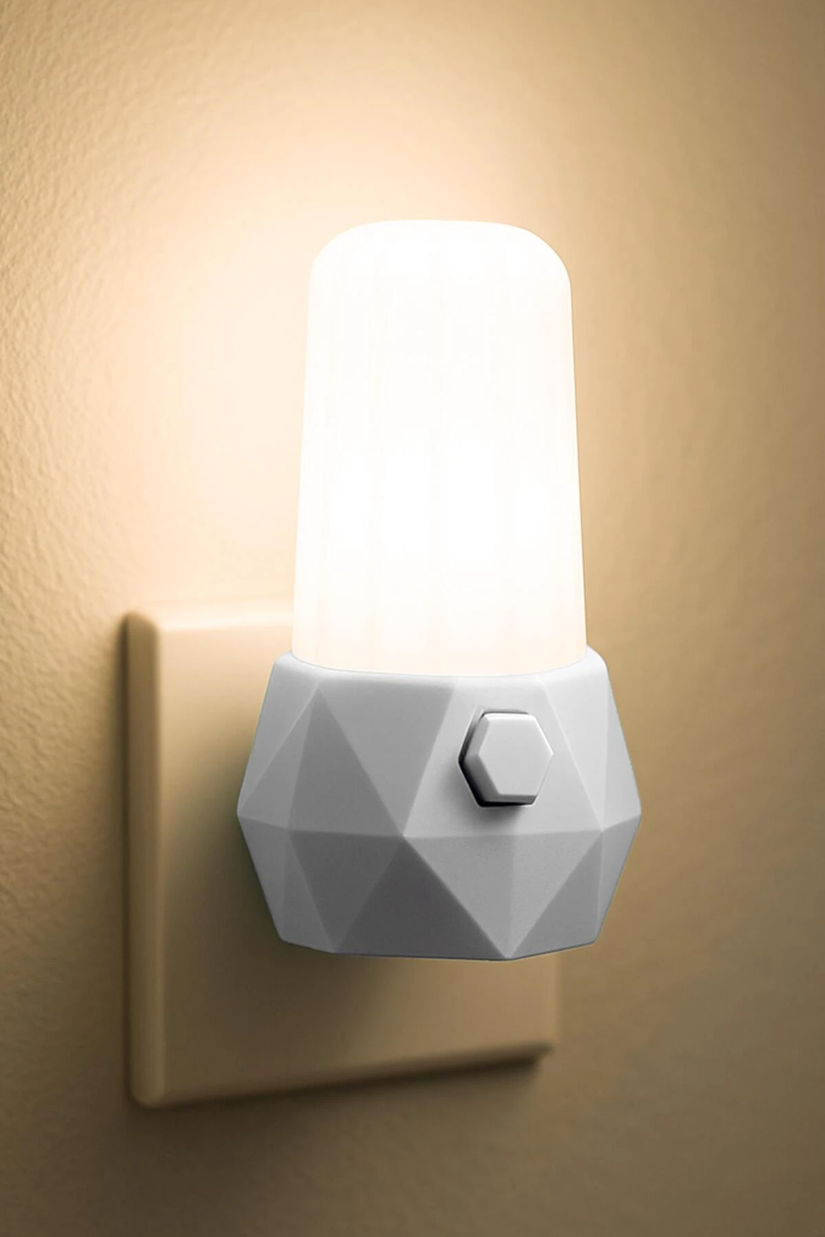 Gece Lambası Prizma Tip 2 MOD Sarı-Beyaz Işık Tuşlu Koridor Hol Işığı Uyuma Işığı Beyaz GC07