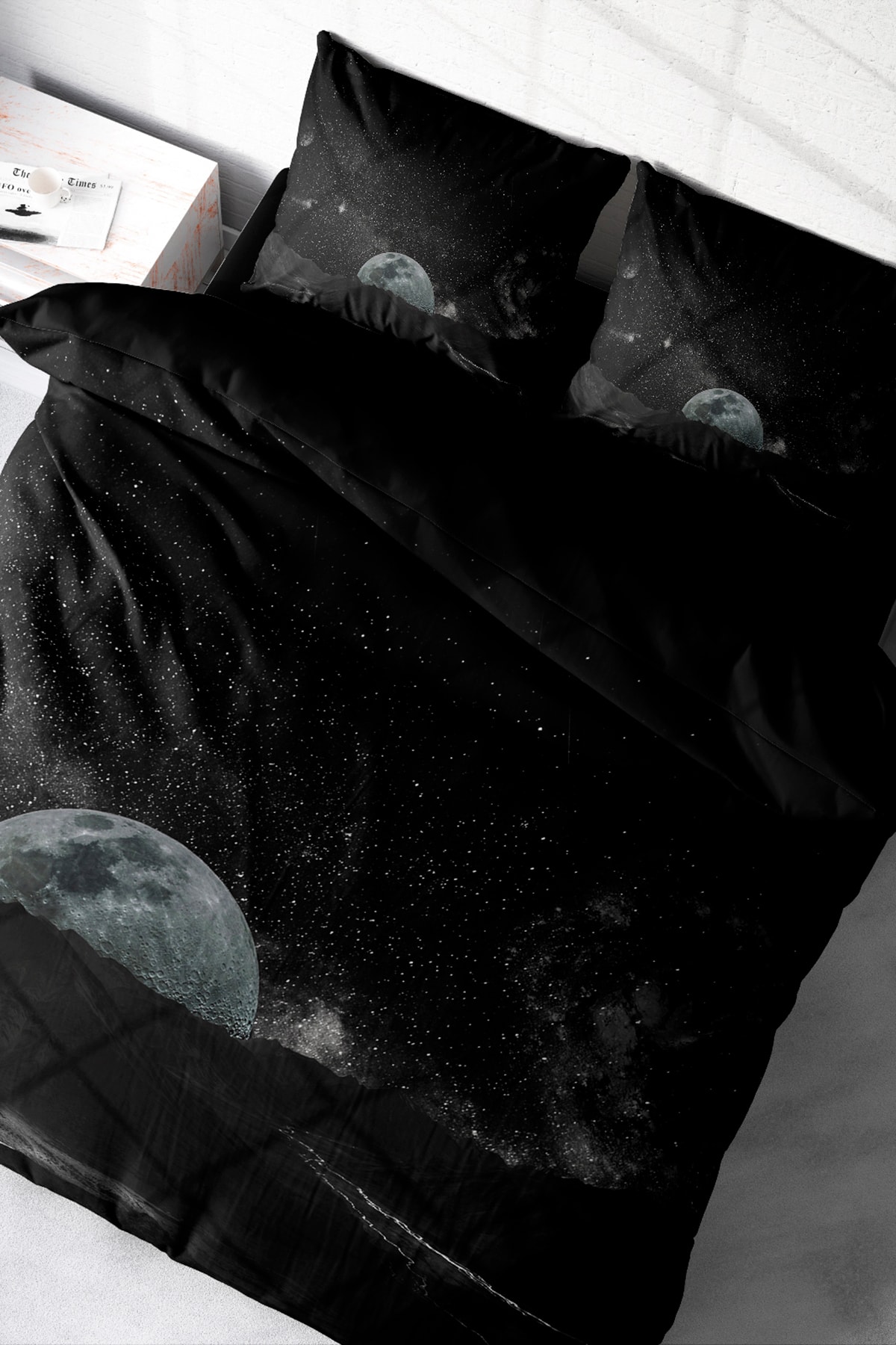 Nevresim Takımı %100 Doğal Pamuk Çift Kişilik 3d Digital Dark Moon