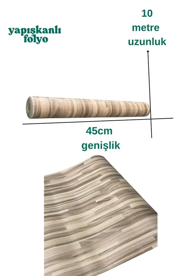 45cm x 10 Metre 1 Adet Folyo Yapışkanlı Şaşırtmalı Desen Ahşap Mutfak Duvar Kaplama Folyosu Kağıdı