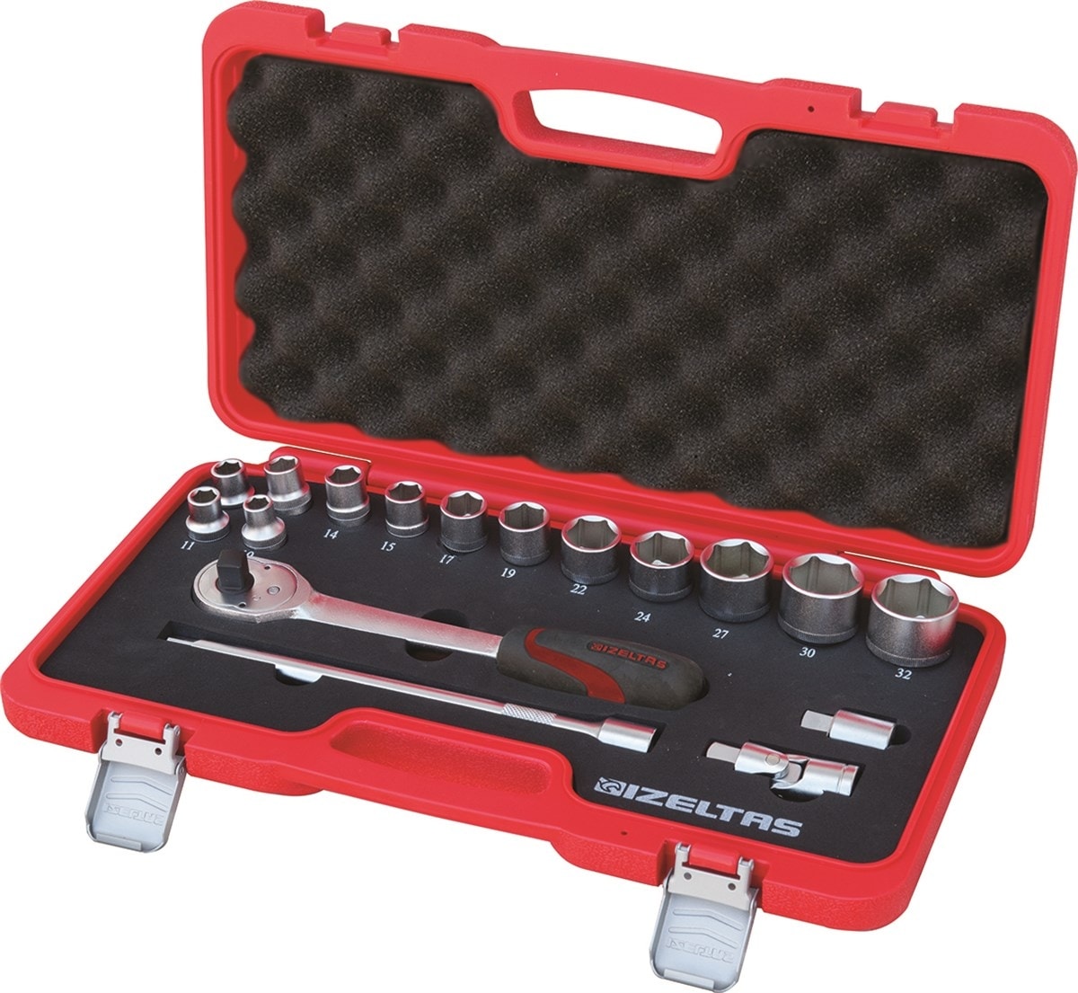 Izeltaş 1/2" Altı Köşe Lokma Anahtar Takımı 17 Parça ( U Kolsuz)