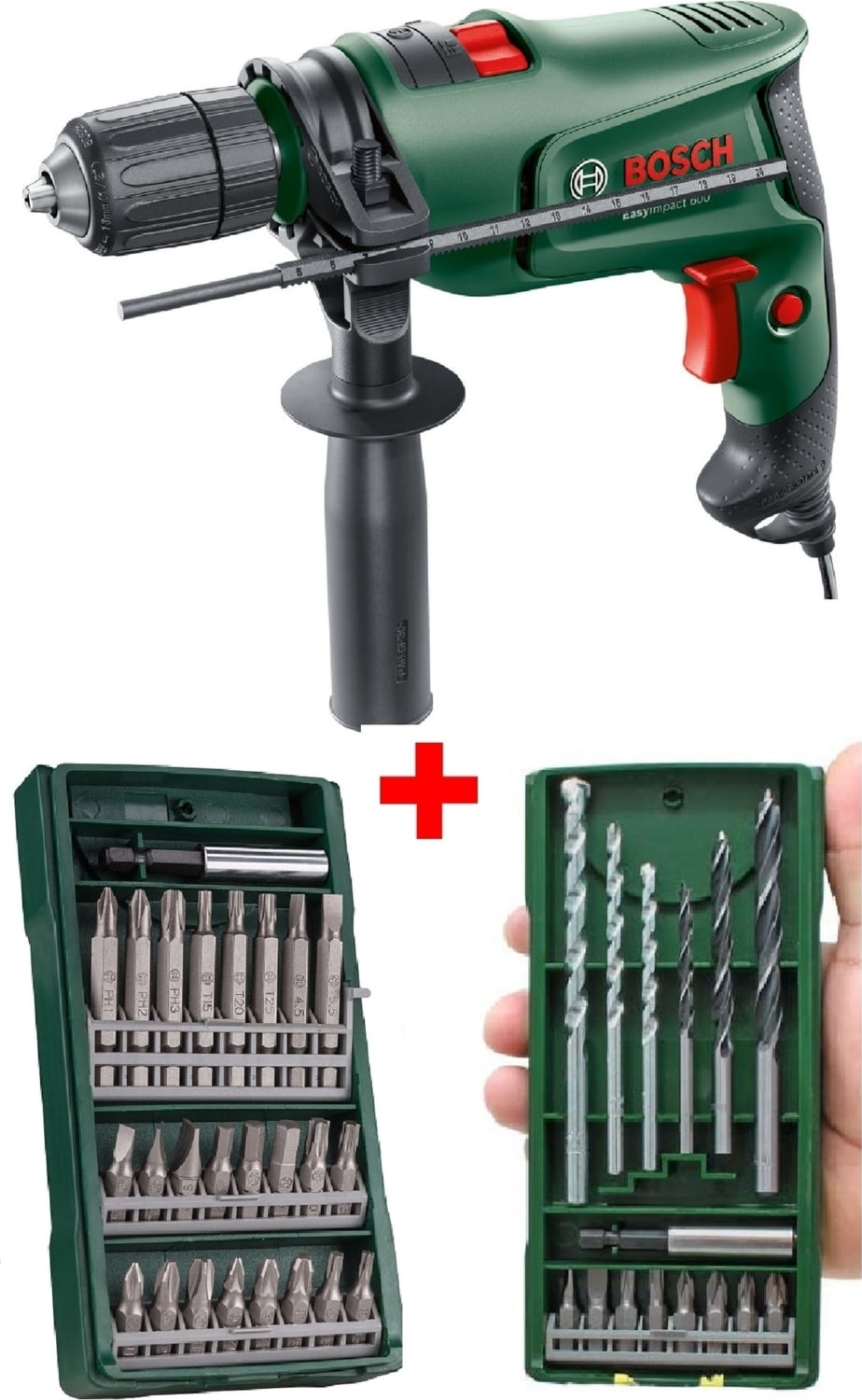 Tekno Trust Darbeli Matkap 600 Watt 13MM + 15 Parça Matkap Ucu Vidalama Ucu + 25 Parça Vidalama Ucu Seti