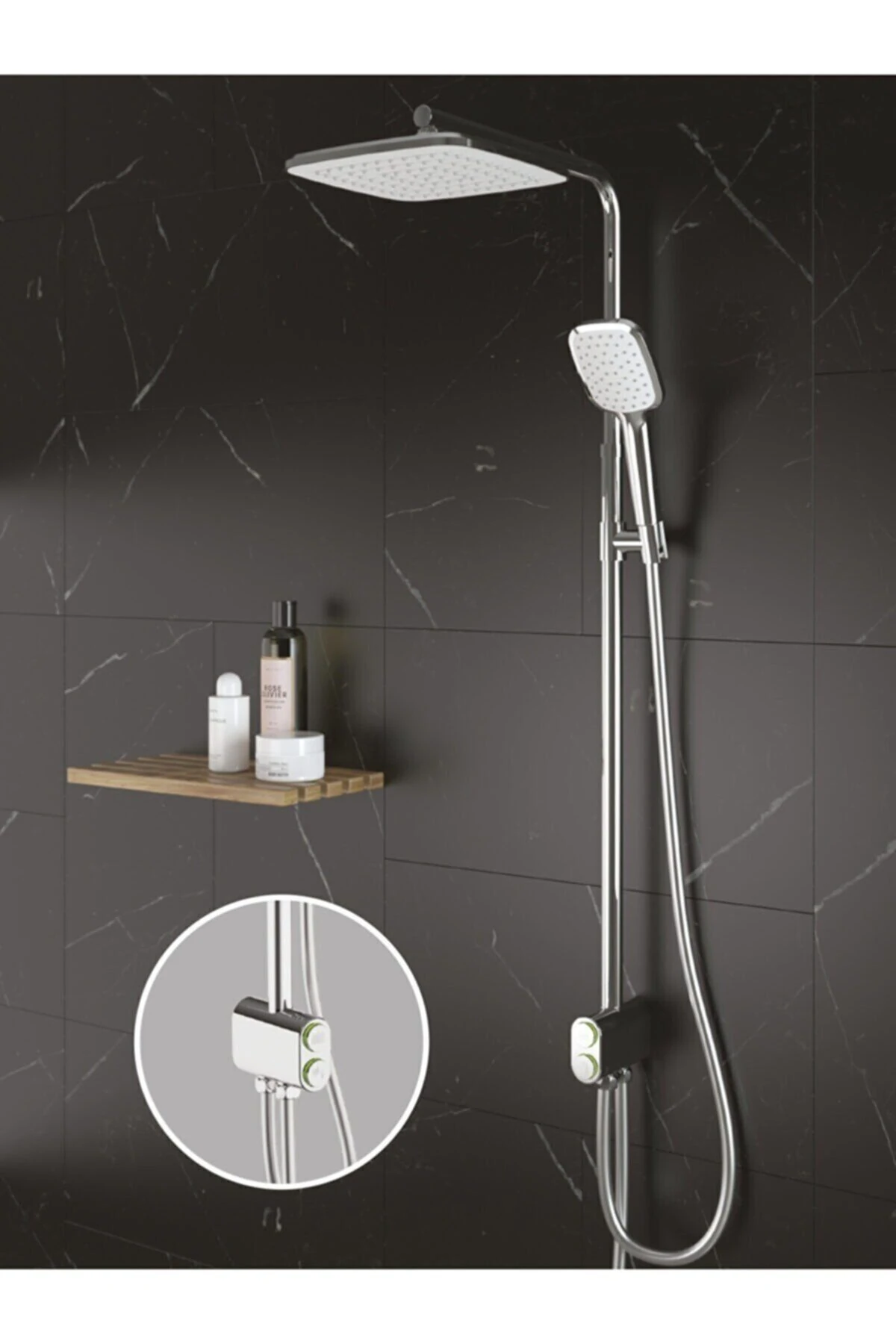 Tena Kare 2 Yönlü Duş Robotu - Çift Basmalı Duş Seti Duş Robotları