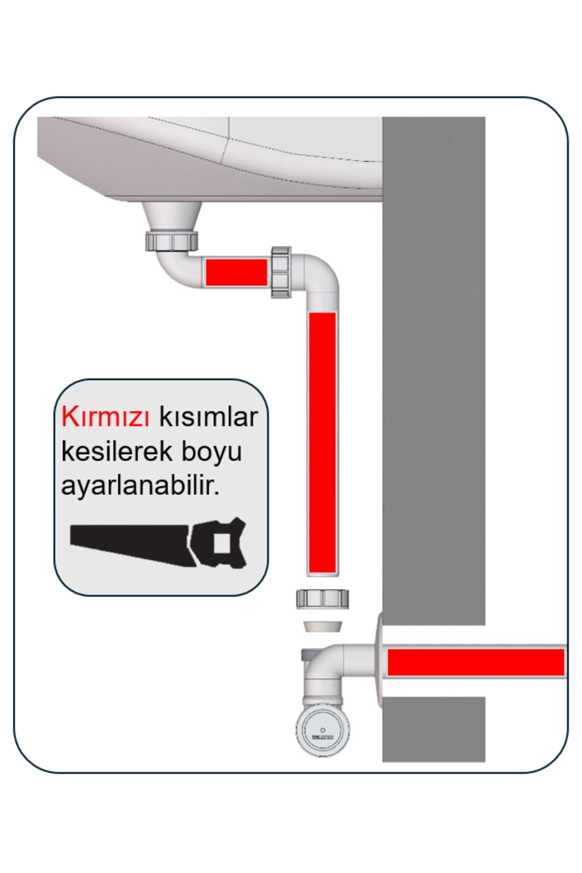 Yer Kazandıran Lavabo Sifonu, Kolay Temizlenir, Ayarlanabilir Koku Önleyici Gider Borulu