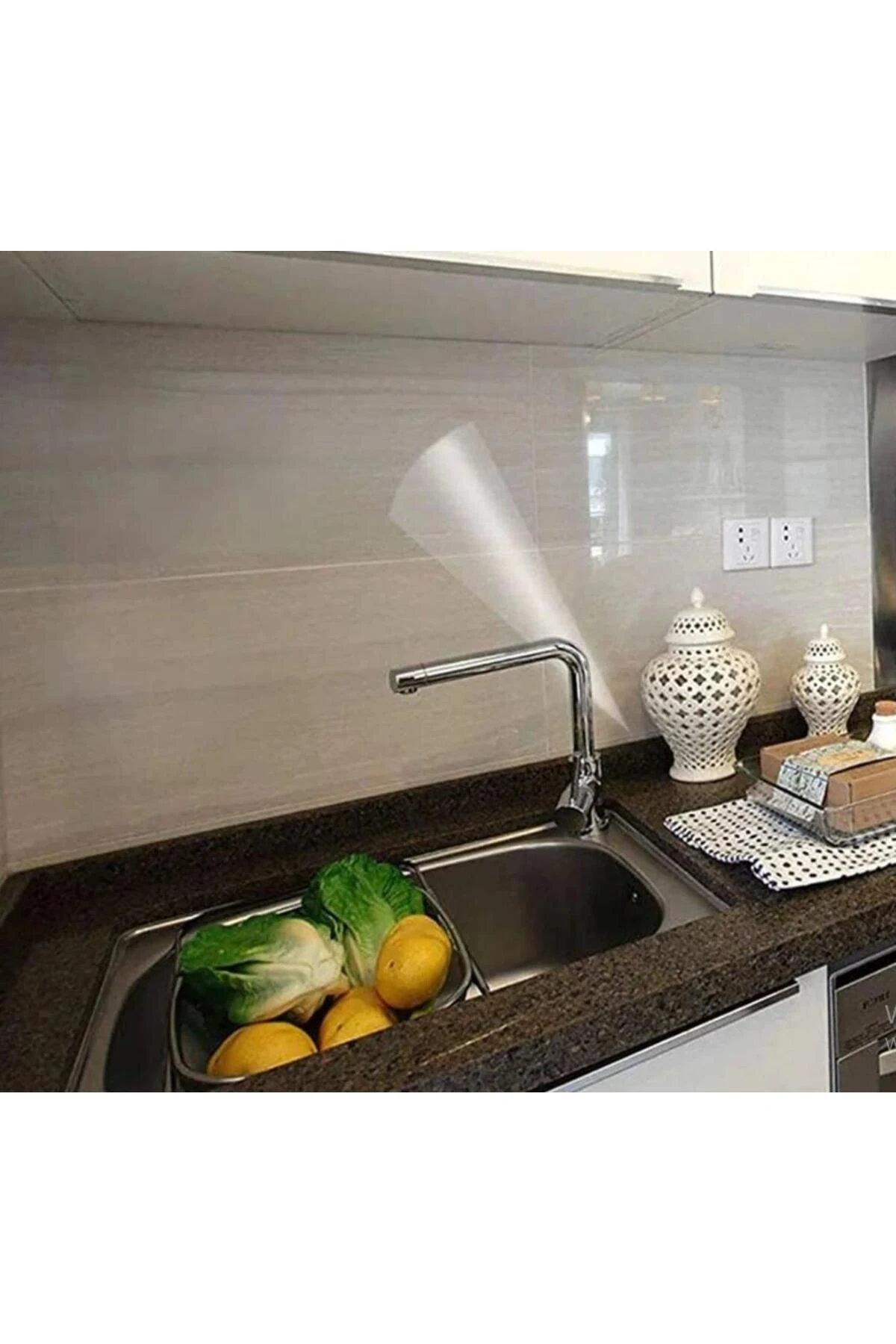 Ocak Tüp Arkası Yağ Koruyucu Yapışkanlı Şeffaf Şerit Etiket