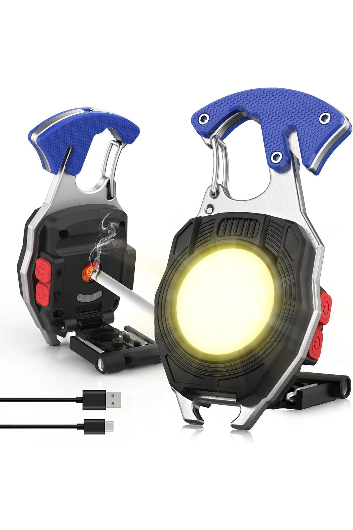 el, COB anahtarlık, el, 7 modlu, USB şarj edilebilir çalışma lambası, 800 lümen, çok fonksiyonlu, ta