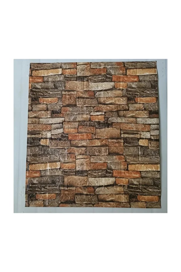 Nw47 Kendinden Yapışkanlı Çok Renkli Taş Siyah Kırmızı Sarı Duvar Paneli 70x77 Cm 4 Adet