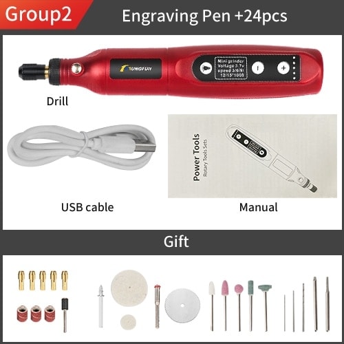 24 Adet Stilde Matkap Mini Akülü Matkap Şarj Edilebilir USB Ağaç Işleme Kablosuz Gravür Kalemi LED Mikro Döner Aracı ile Dremel Mini Gravür Değirmeni (Yurt Dışından)