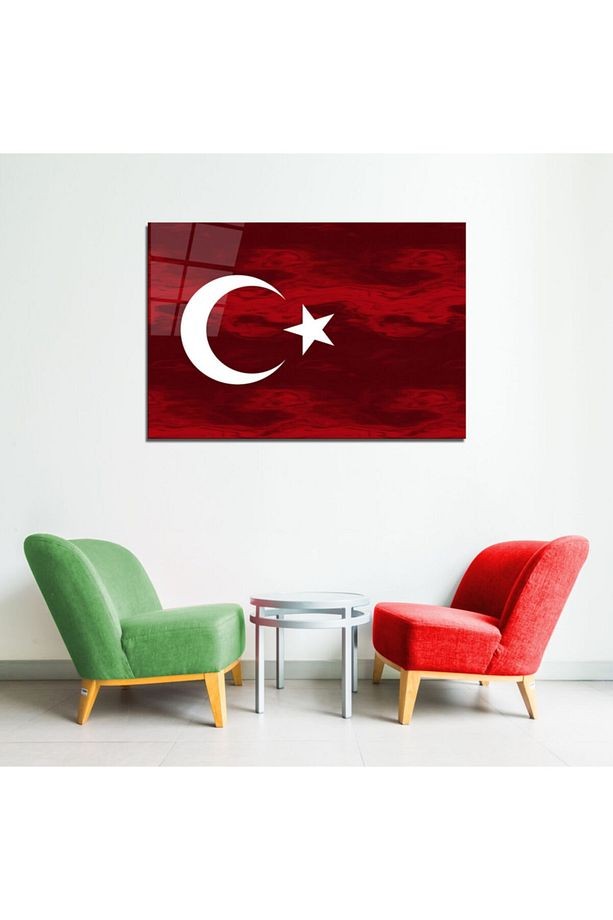 Türk Bayrağı Cam Tablo 2 | 50x70 | Uv Baskı | Temperli