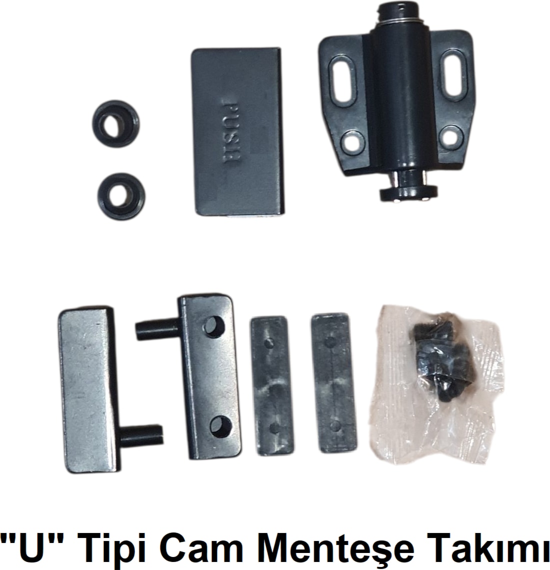U Tipi Çıtçıtlı Cam Kapak Menteşe Seti 2 Takım