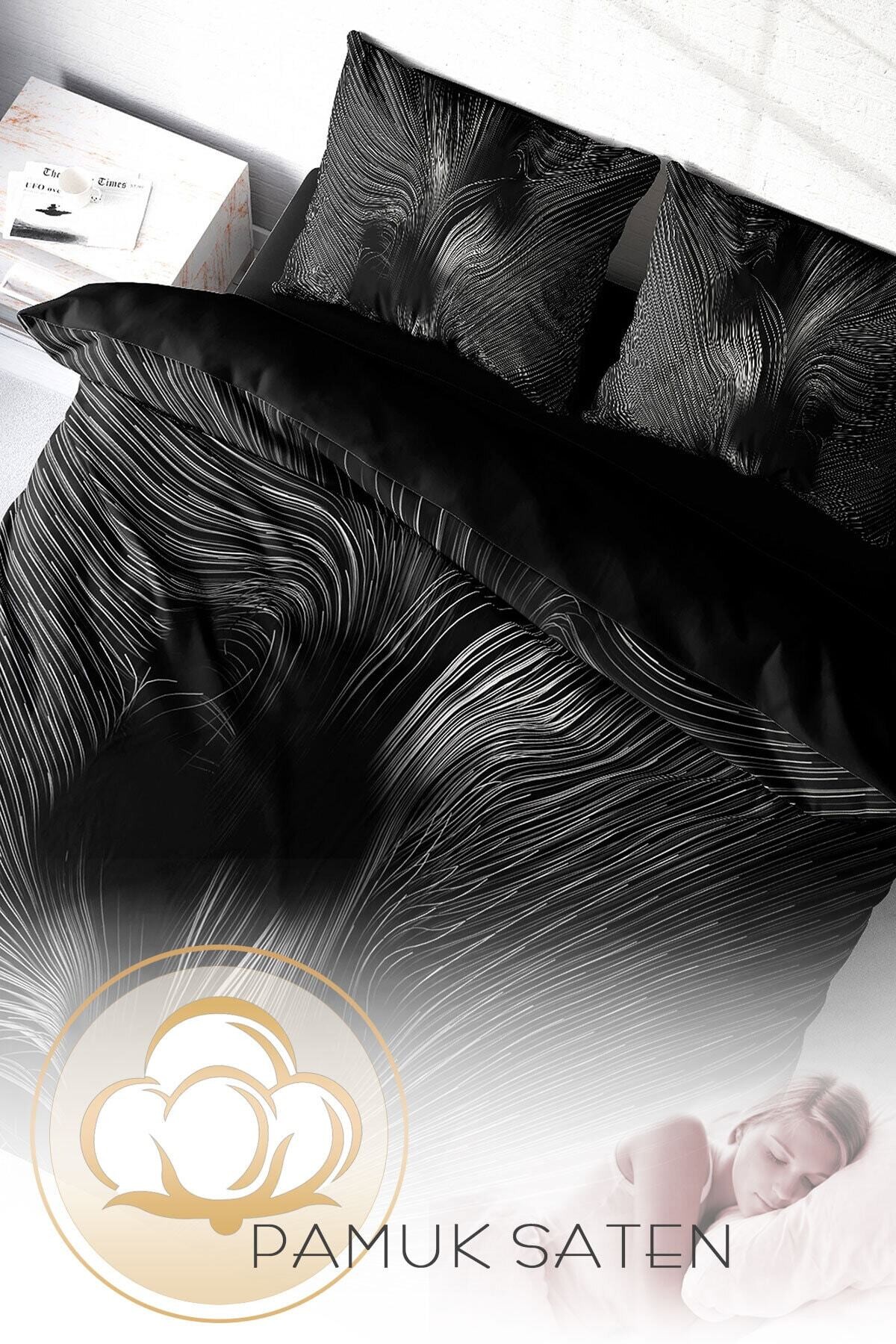 Kıng Sıze Gray Motion 3d Pamuk Saten Çift Kişilik Nevresim Takımı 220x240cm
