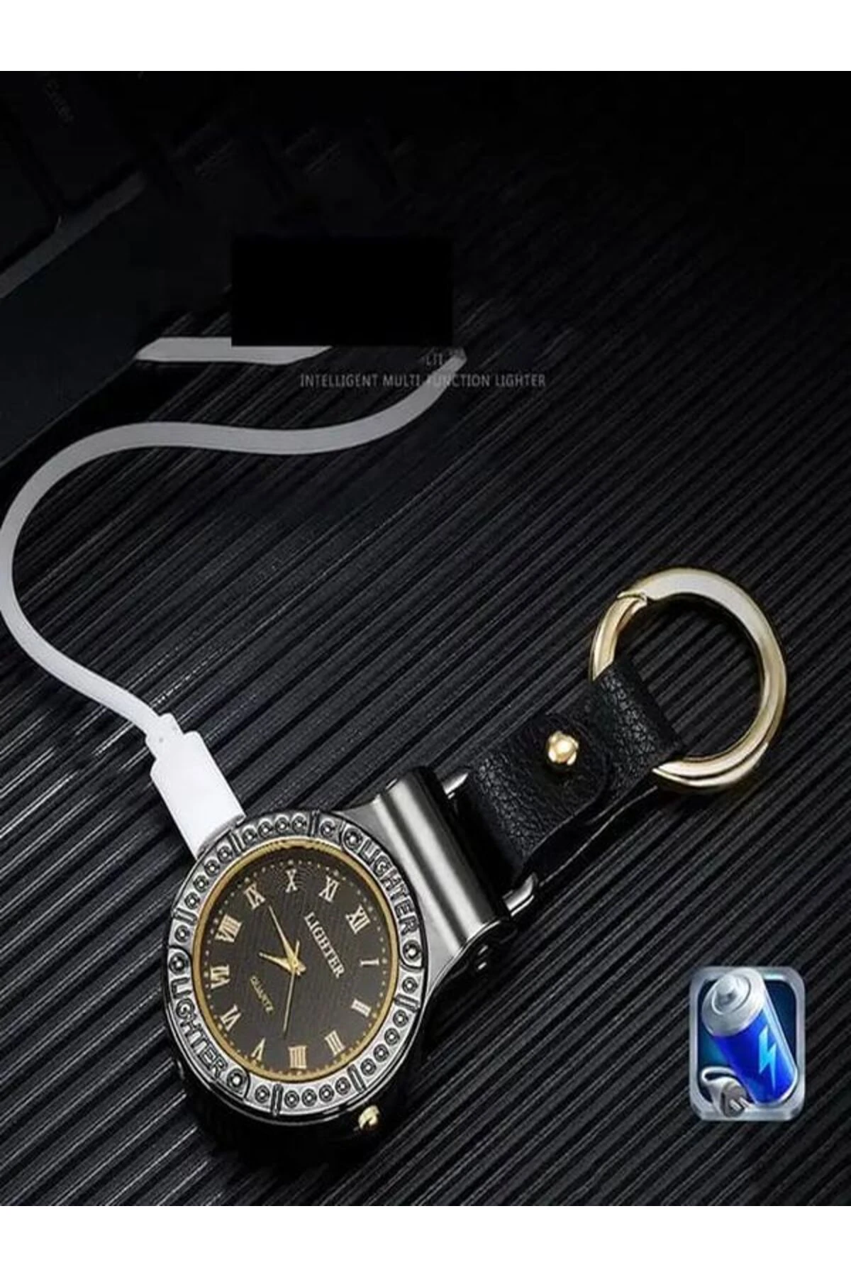 Akıllı saat çakmak yaratıcı anahtarlık kolye rüzgar geçirmez sessiz şarj çakmak aydınlatma lambası