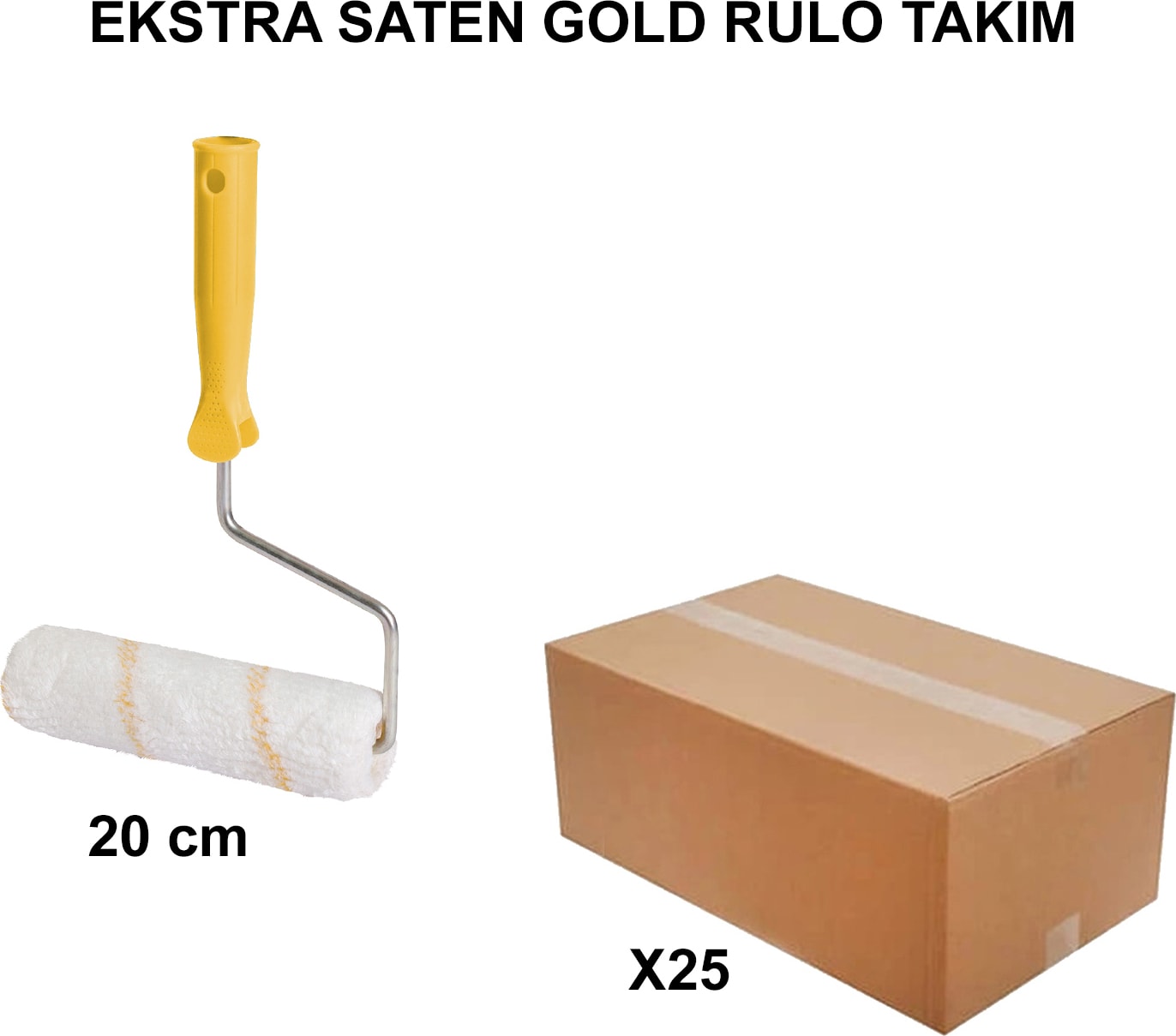 İZMİR FIRÇA Izmir Fırça Arge Toptan Ekstra Saten Gold Rulo Takım 20CM-25 Adet 012189