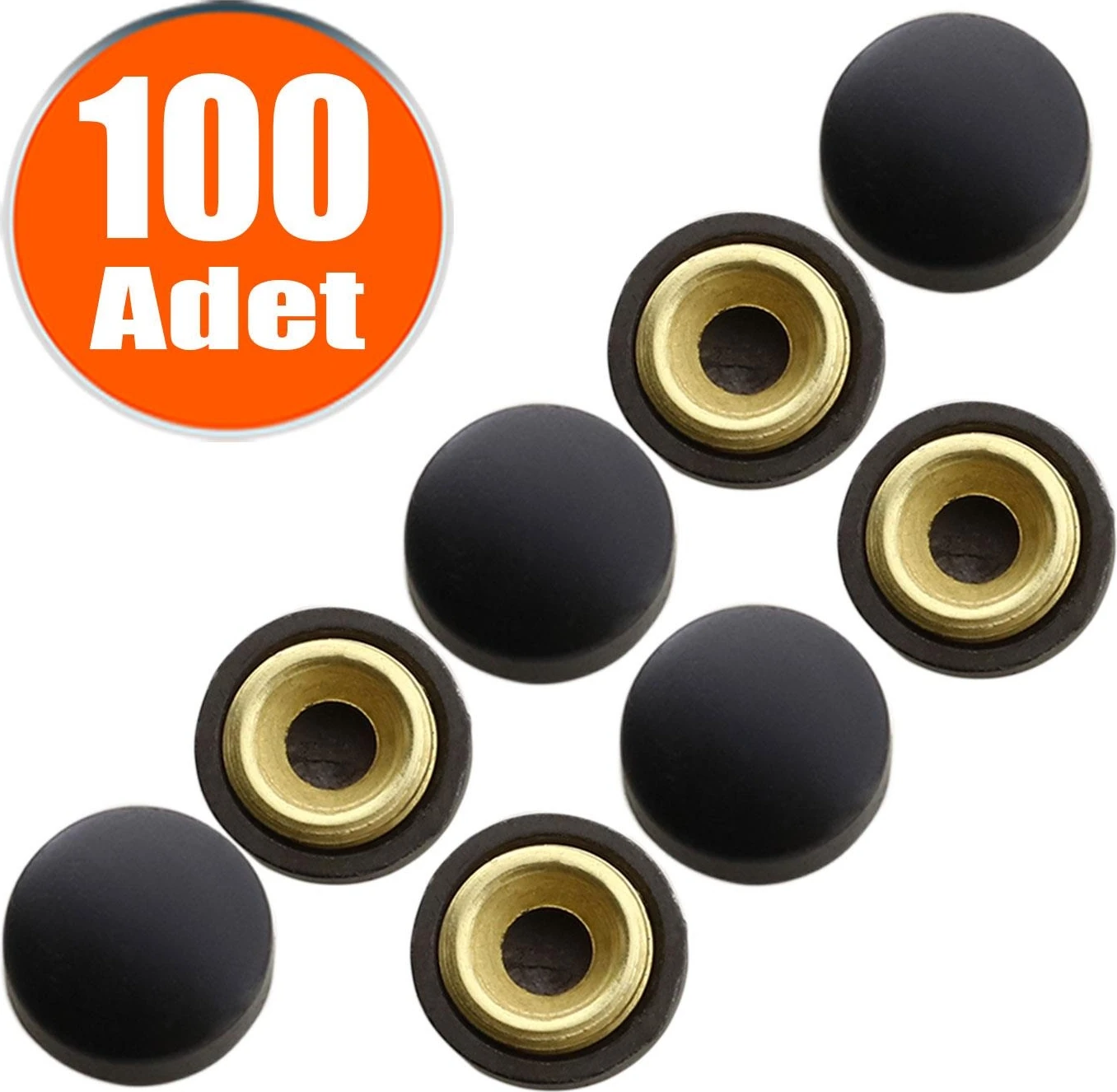 Dekoratif Vida Kapağı Kapatıcı 20 mm Mat Siyah Vida Tapası Tıpası (100 Adet)
