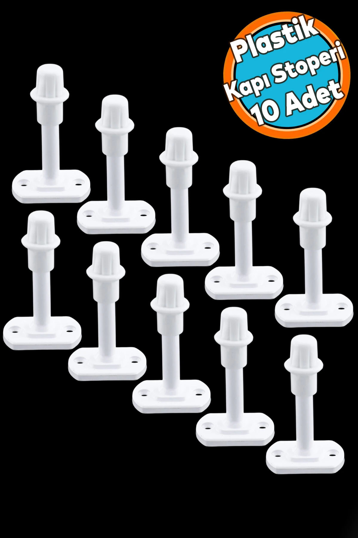 Beyaz Renk Plastik Kapı Pencere Tamponu 8 CM Vidalı Duvar Ses Önleyici Silikon Stoper 10 Adet