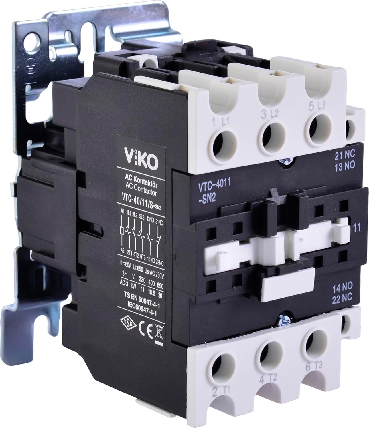 Vtc-40/11/s 40A 1no+1nc Kontaktör 40A 230V Bobin