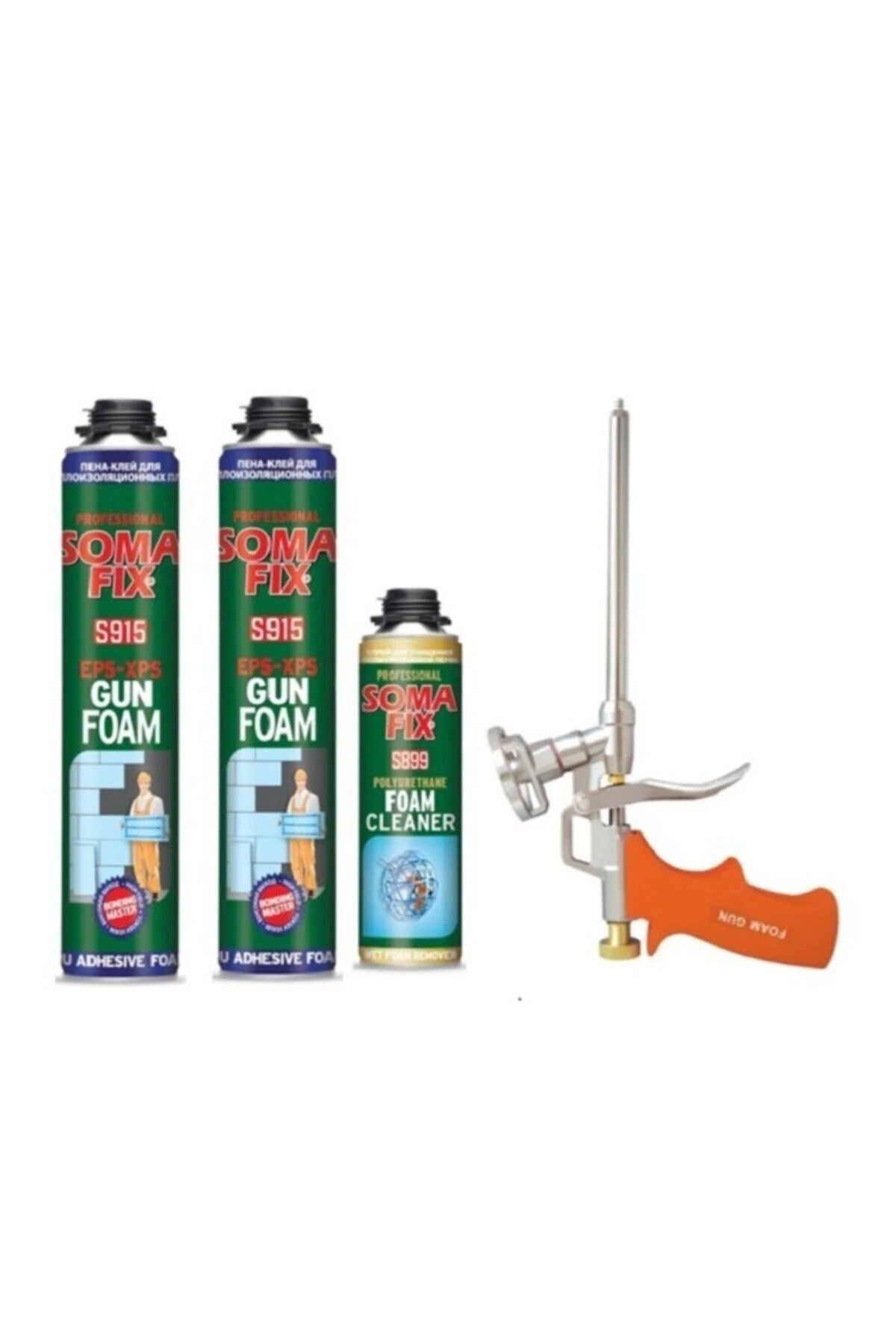 2 Adet 750 Ml Tabancalı Mantolama P.ü. Köpük + Köpük Tabancası + Temizleyicisi Seti