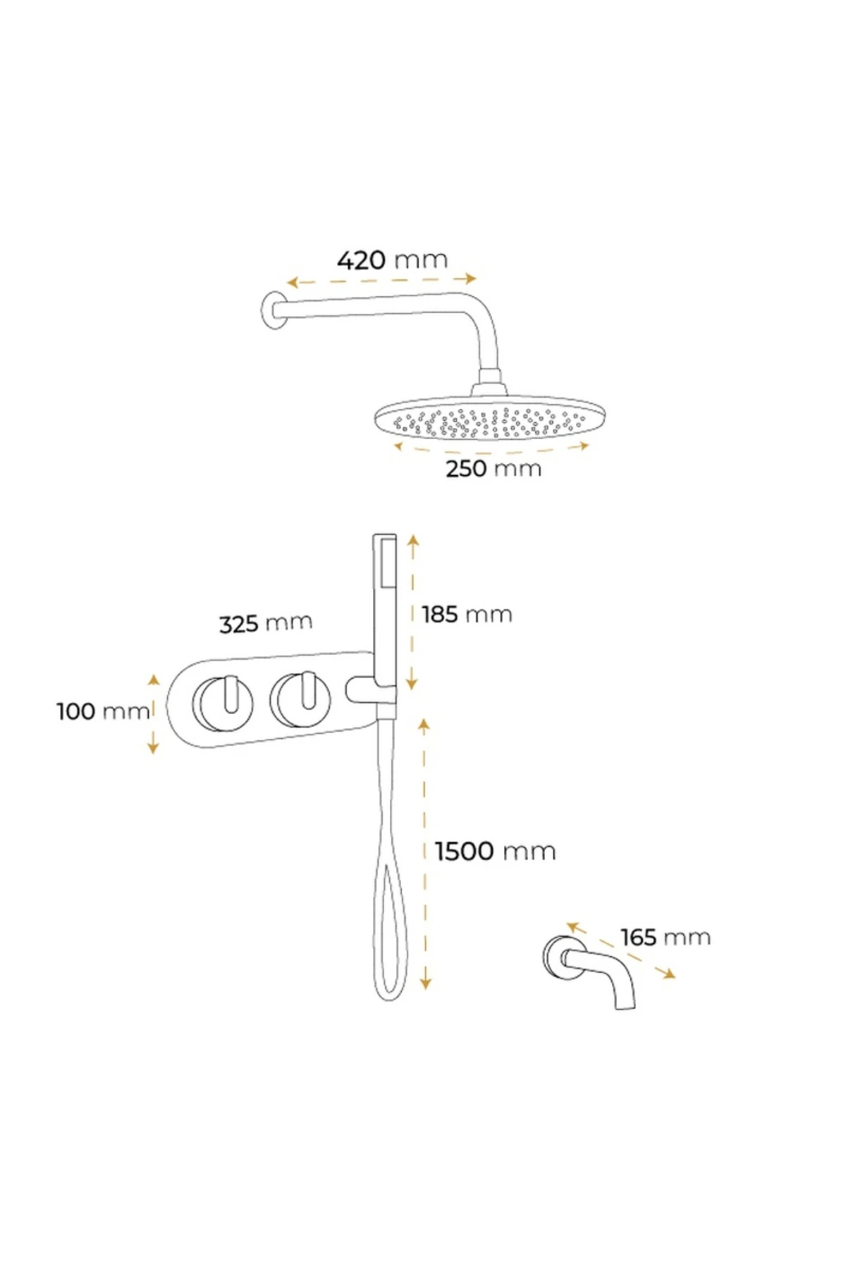Victoria Rose Gold 3 Yönlü Ankastre Duş Sistemi