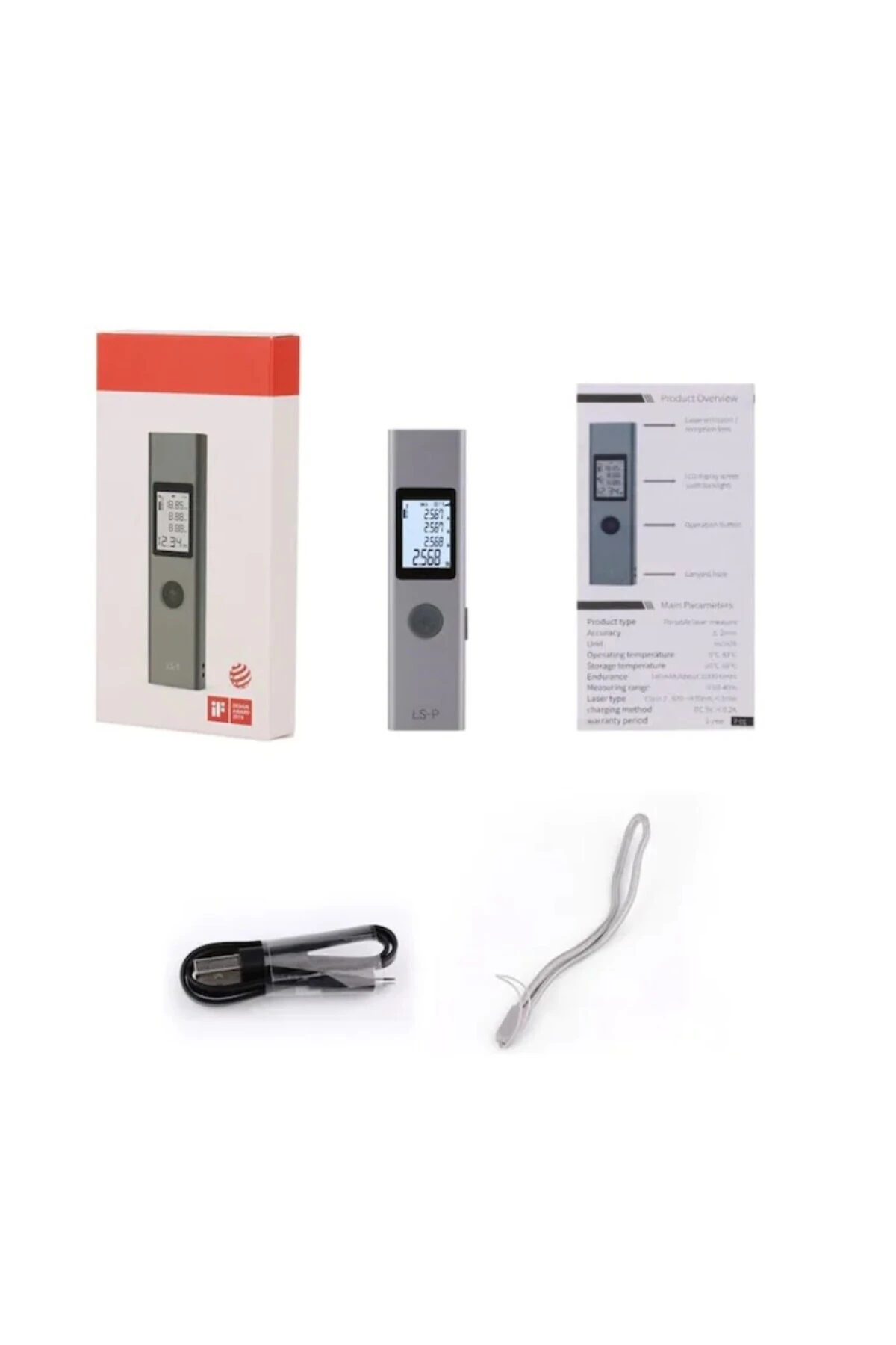 LS-P Lazermetre 40 Metre Yüksek Hassasiyet Dijital Mesafe Ölçüm Cihazı Şarjlı Rangefinder LSP